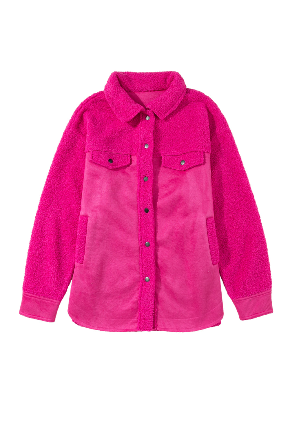 Veste boutonnée en patchwork sherpa en faux suède