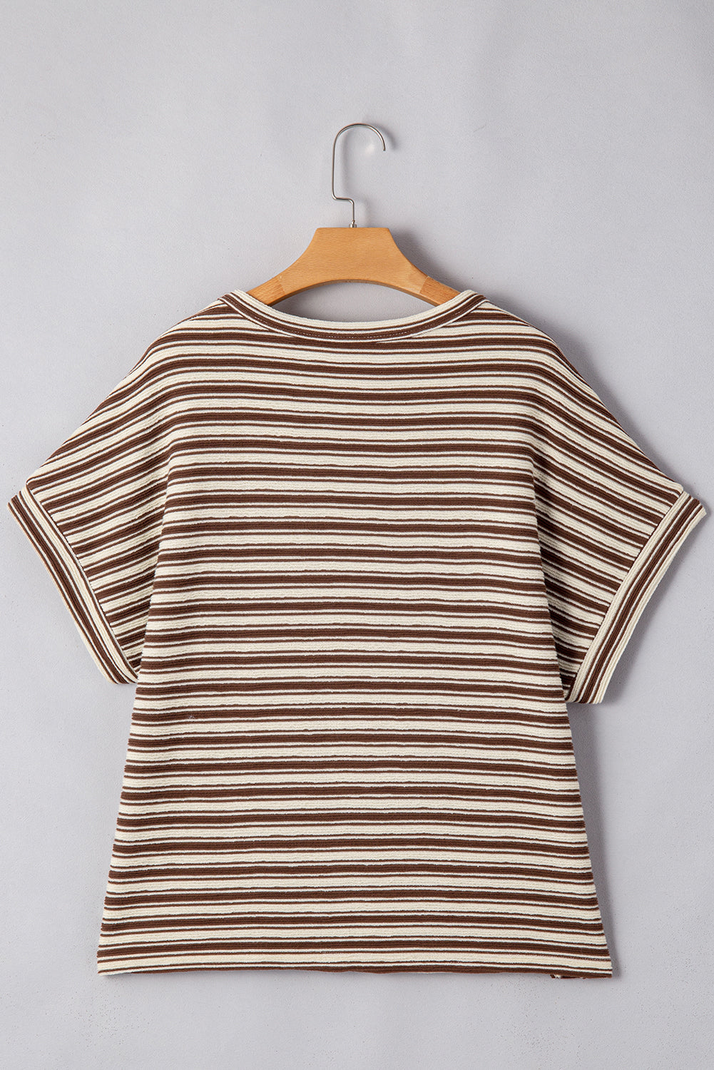 T-shirt ras du cou texturé avec fentes latérales