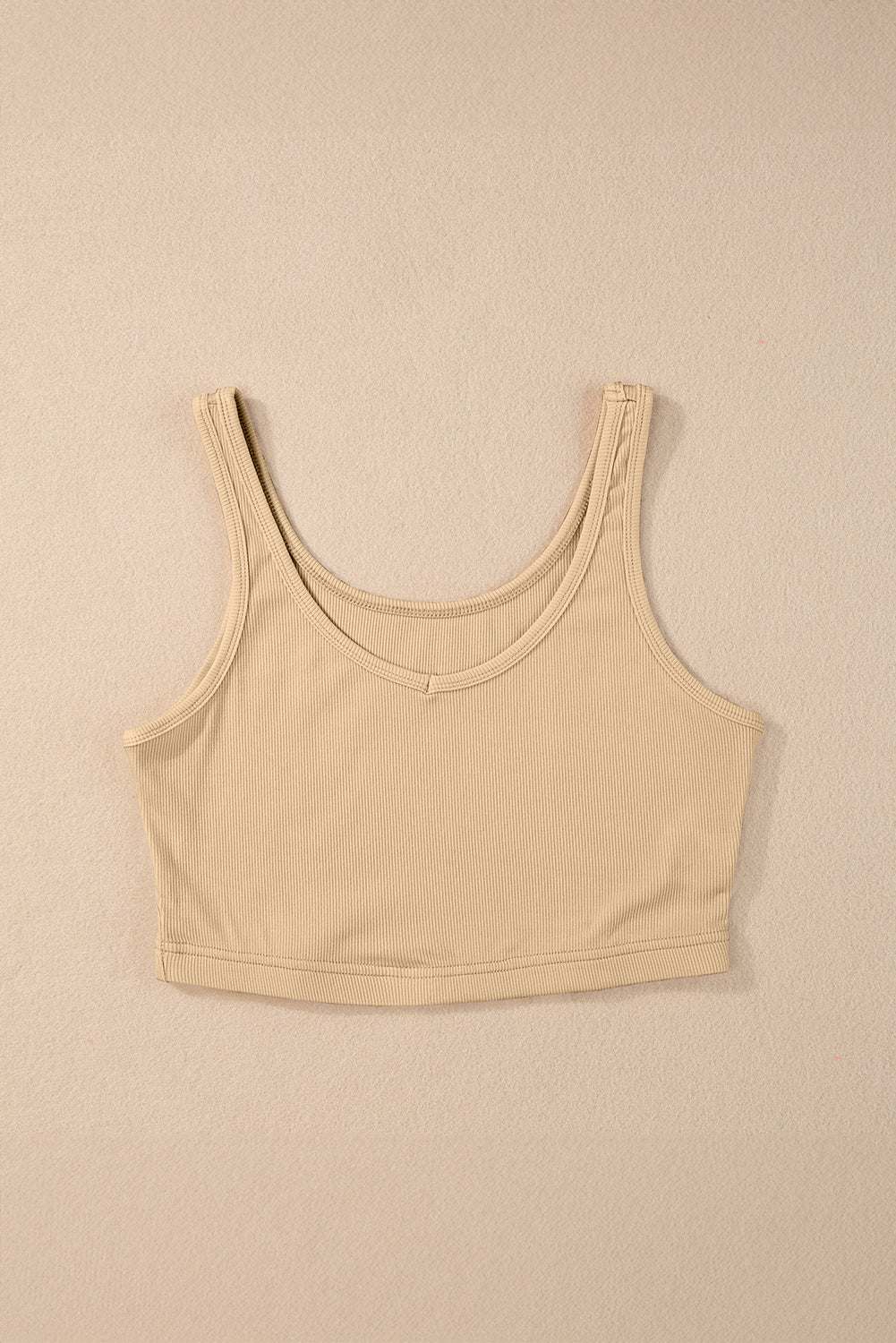 Haut court fourreau sans manches en tricot côtelé