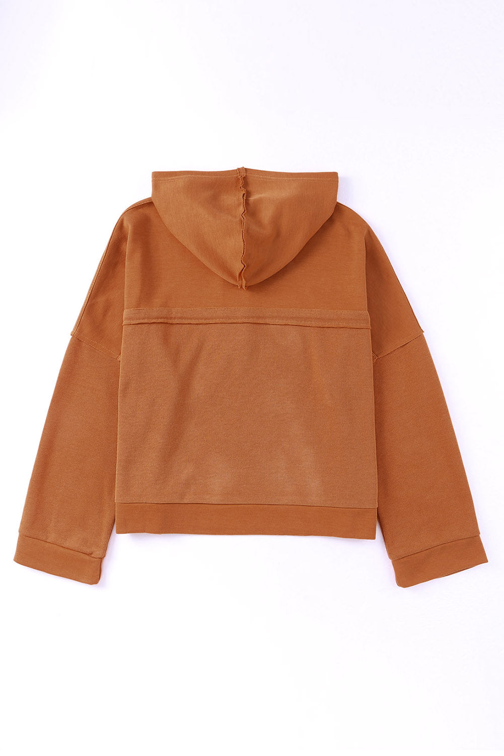 Sweat à capuche décontracté avec boutons et bordure en patchwork uni