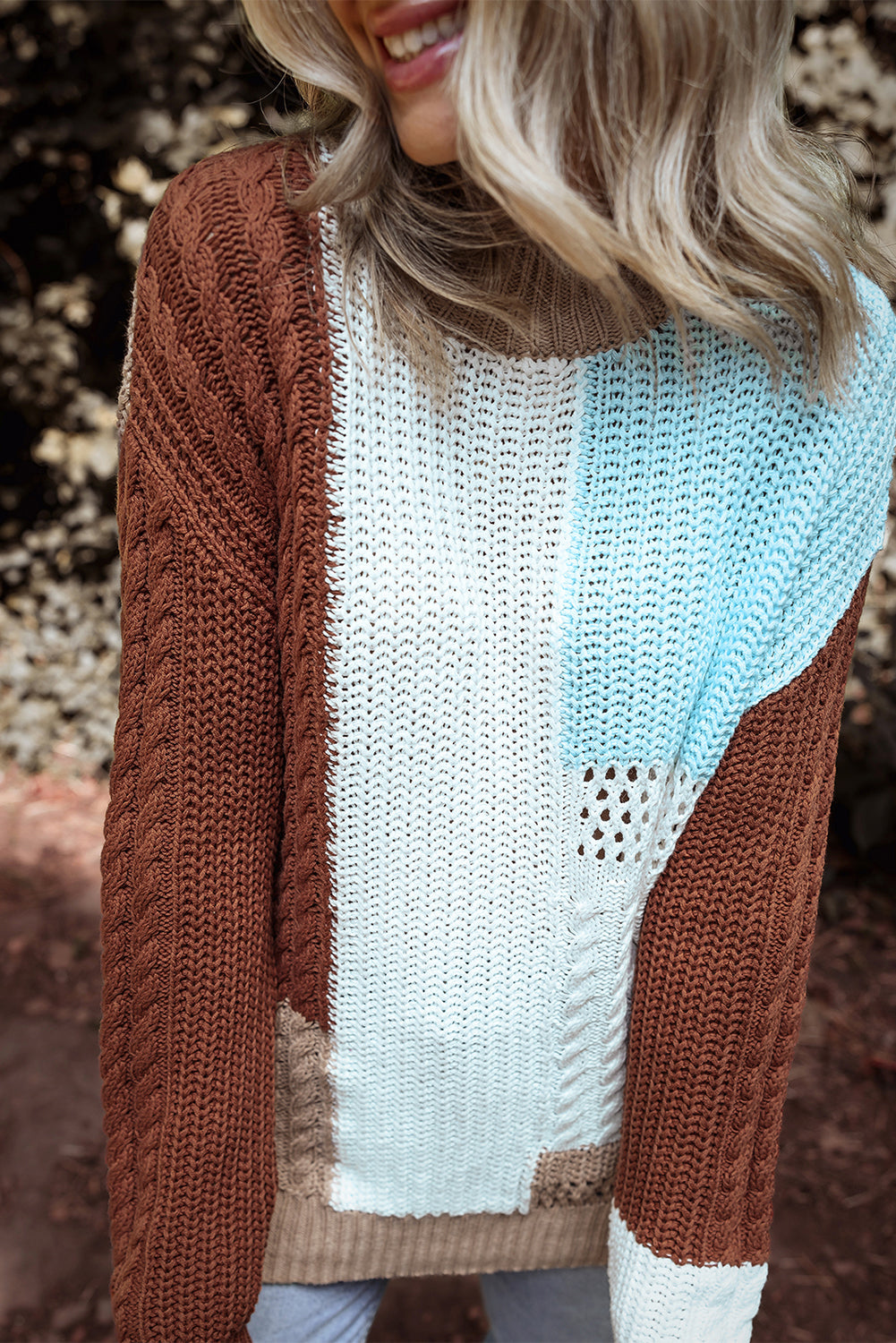 Pull patchwork en tricot texturé mélangé