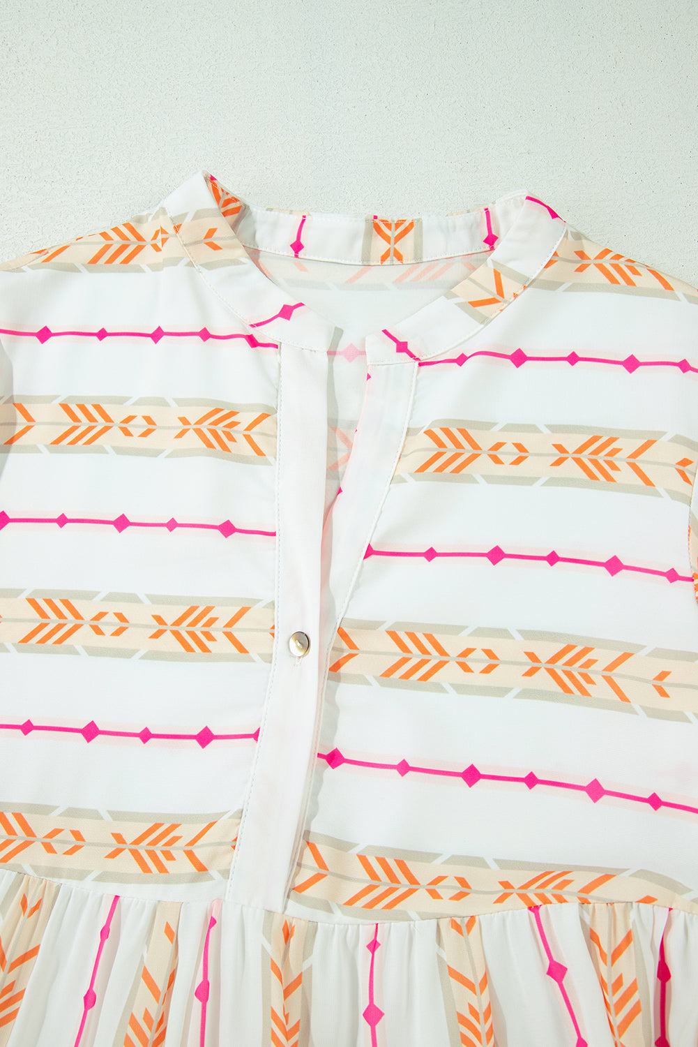 Robe ample a volants et manches bracelet imprimée bohème, col fendu