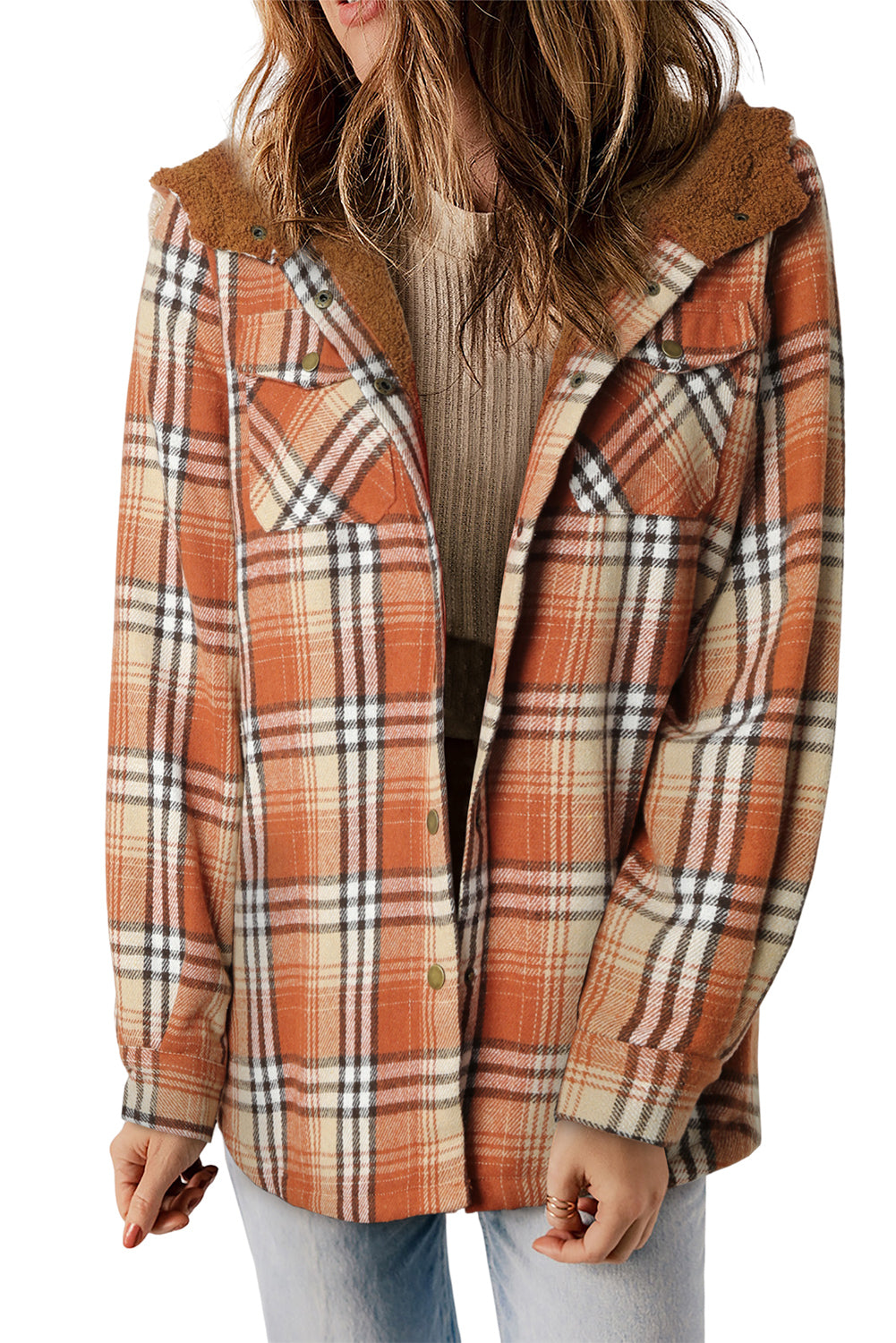 Veste à capuche doublée Sherpa à motif écossais