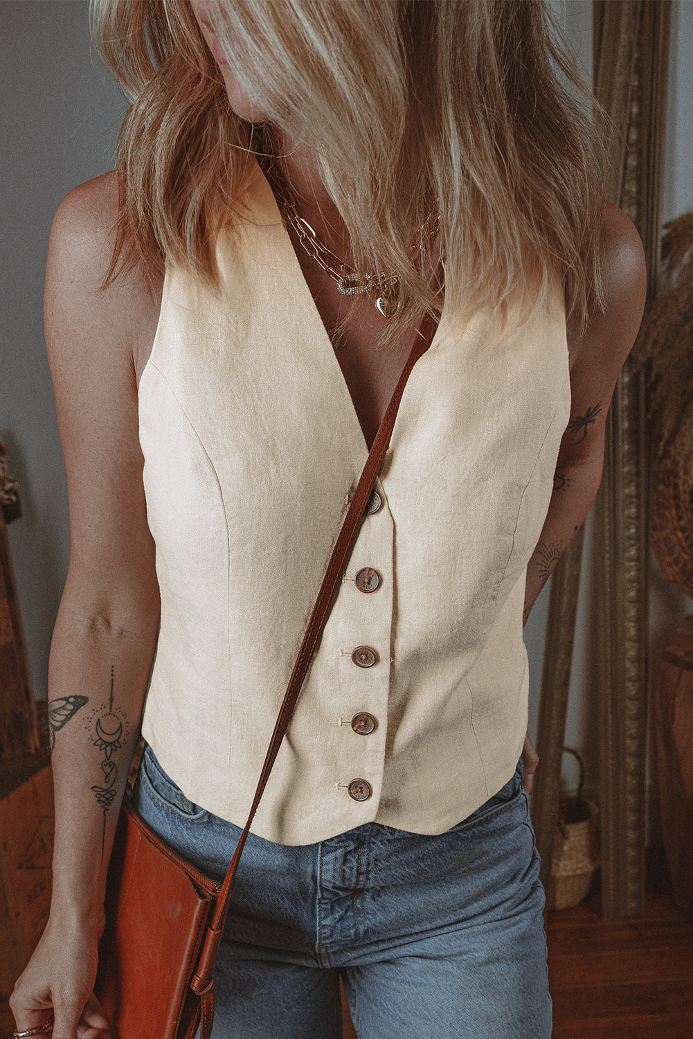 Gilet boutonné a col en V coupe slim