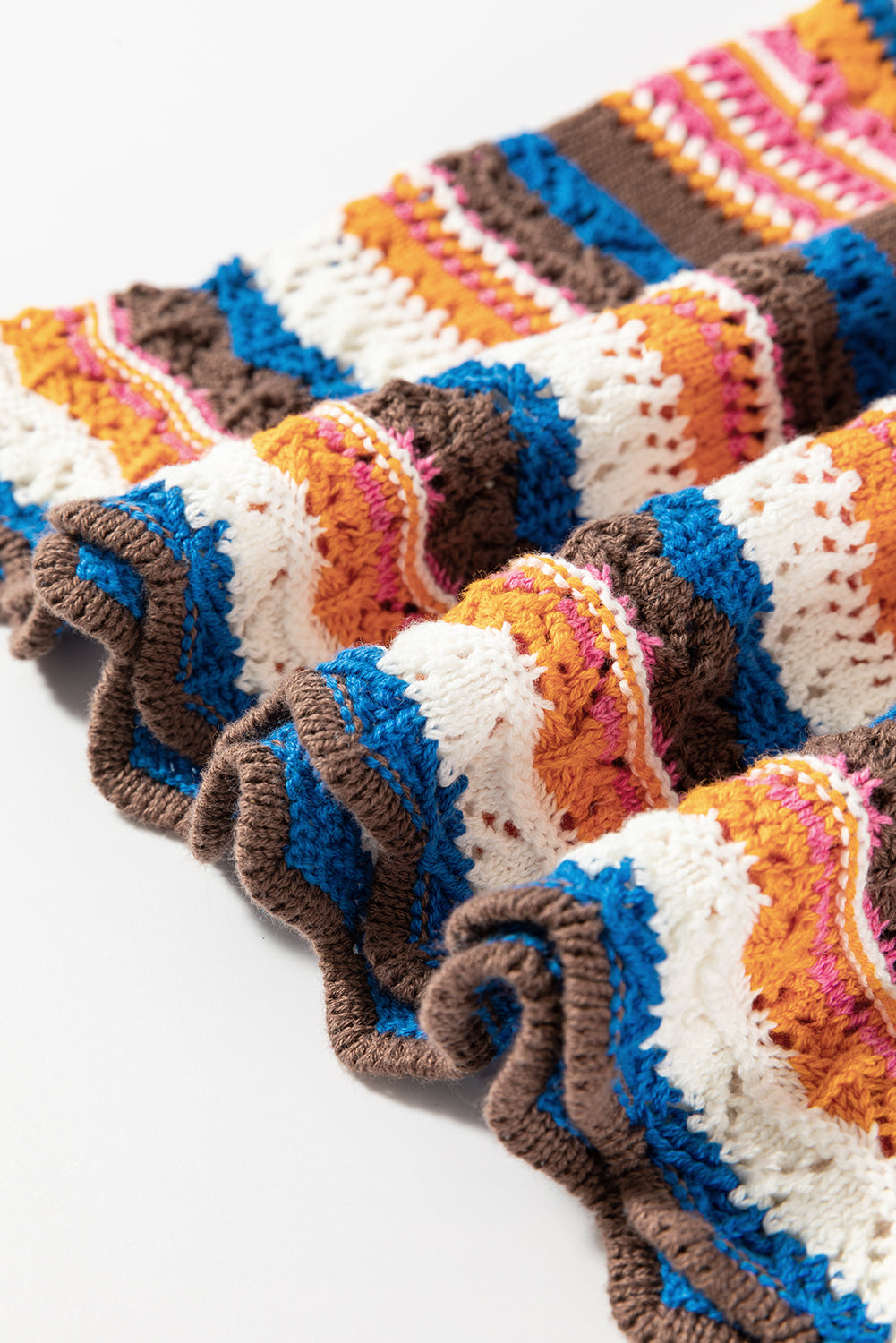 Gilet pull a col rond en tricot texturé rayé