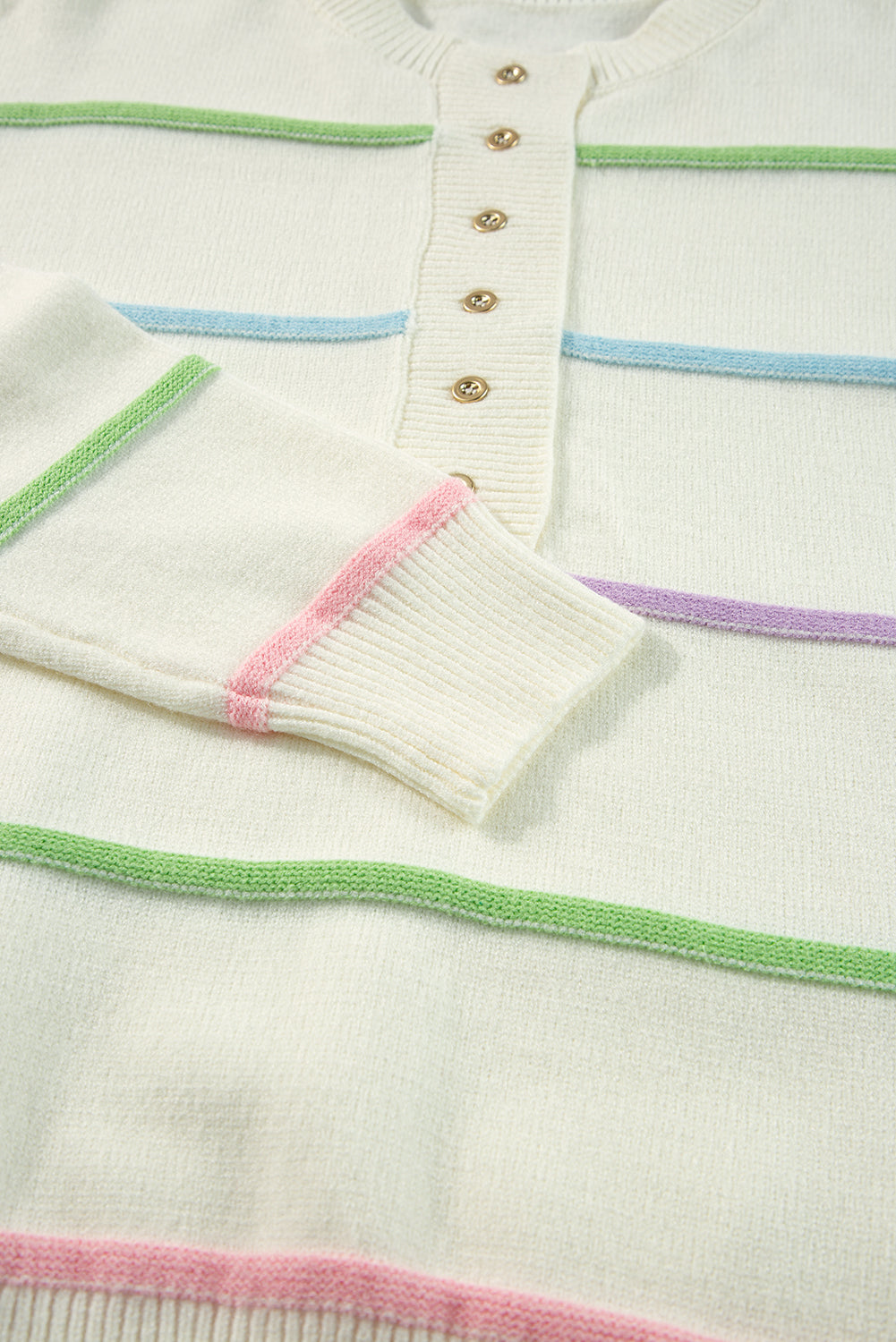 Pull ample Henley à rayures arc-en-ciel et épaules tombantes