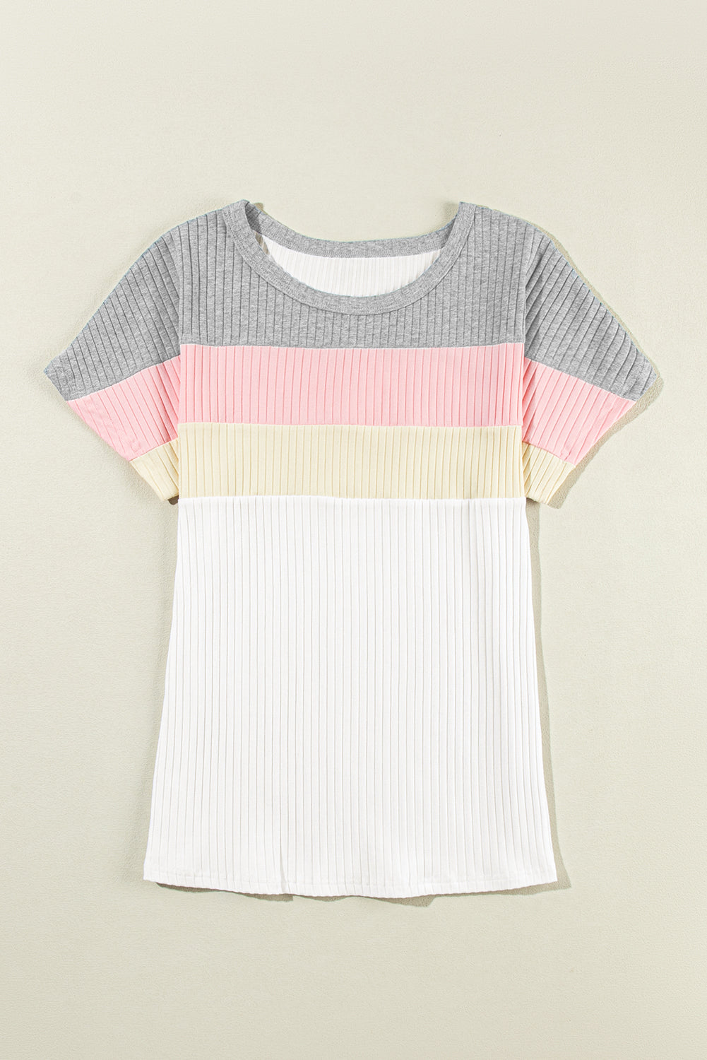 T-shirt côtelé patchwork color block