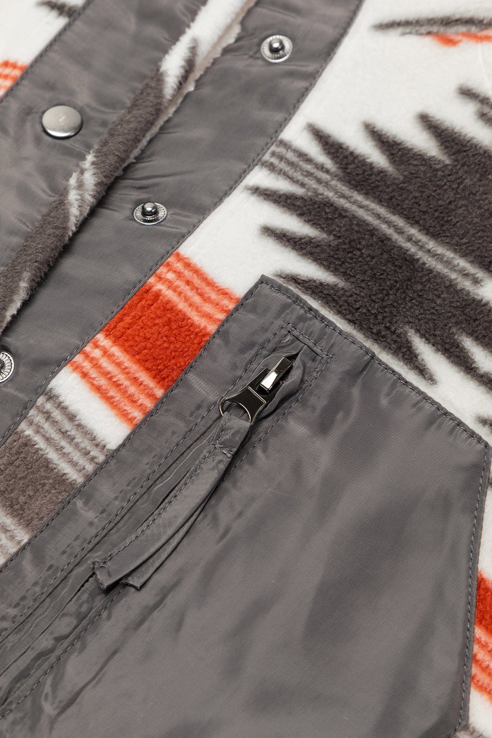 Veste à boutons-pression en polaire patchwork aztèque