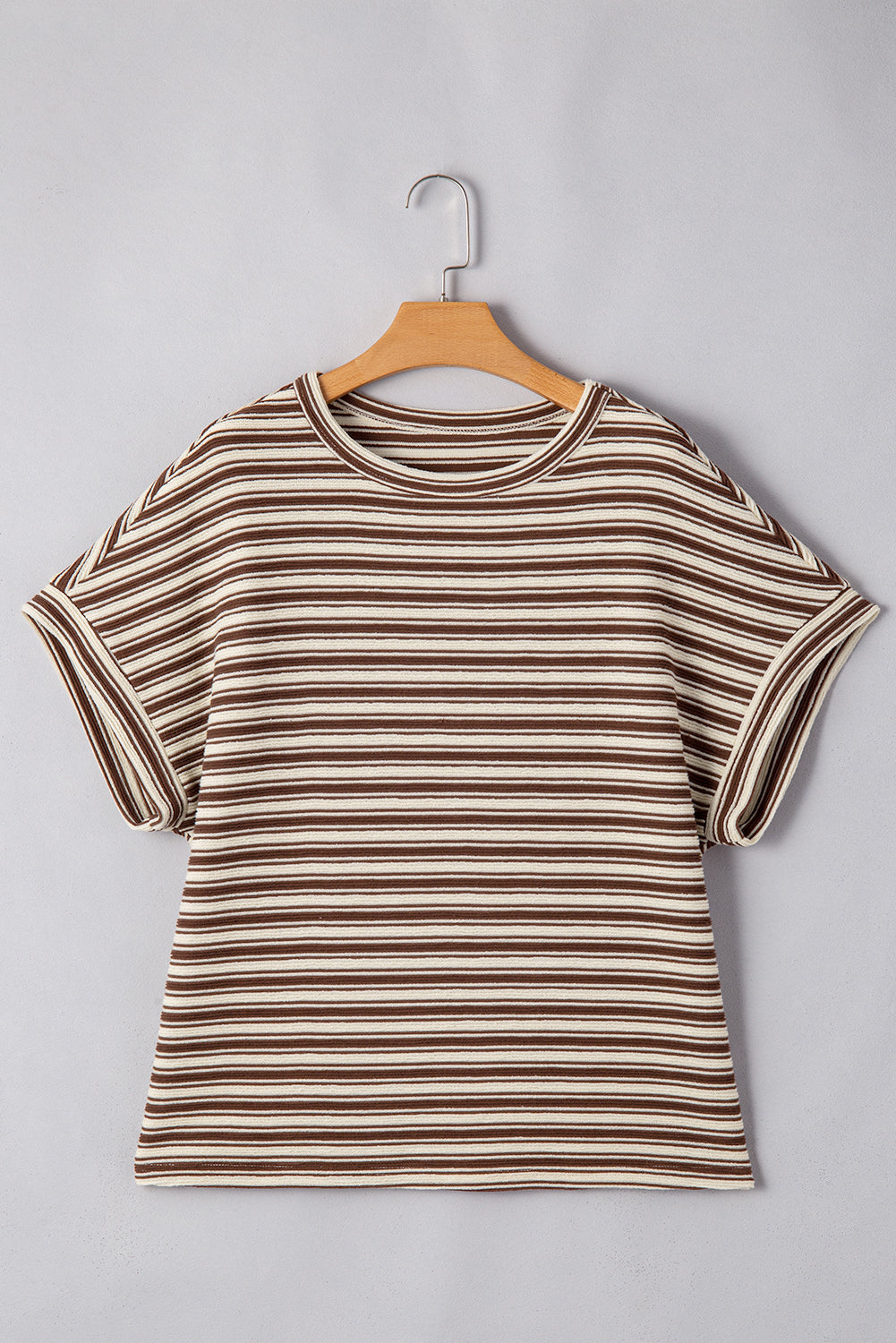 T-shirt ras du cou texturé avec fentes latérales