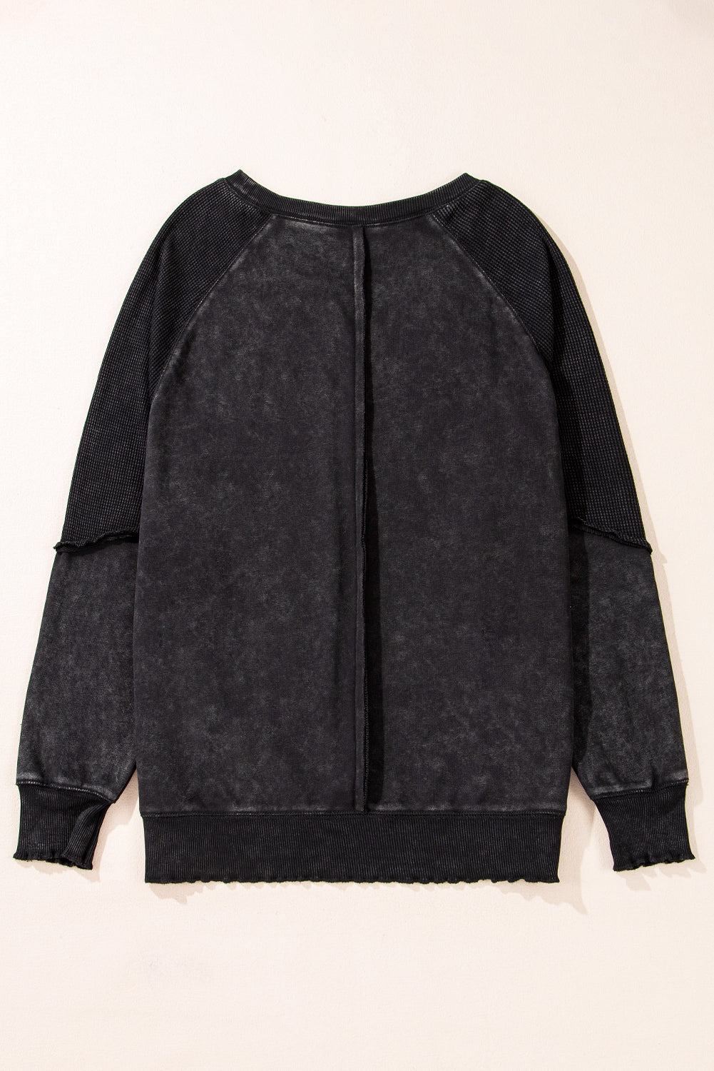 Sweat-shirt à manches raglan et patchwork en tricot gaufré uni