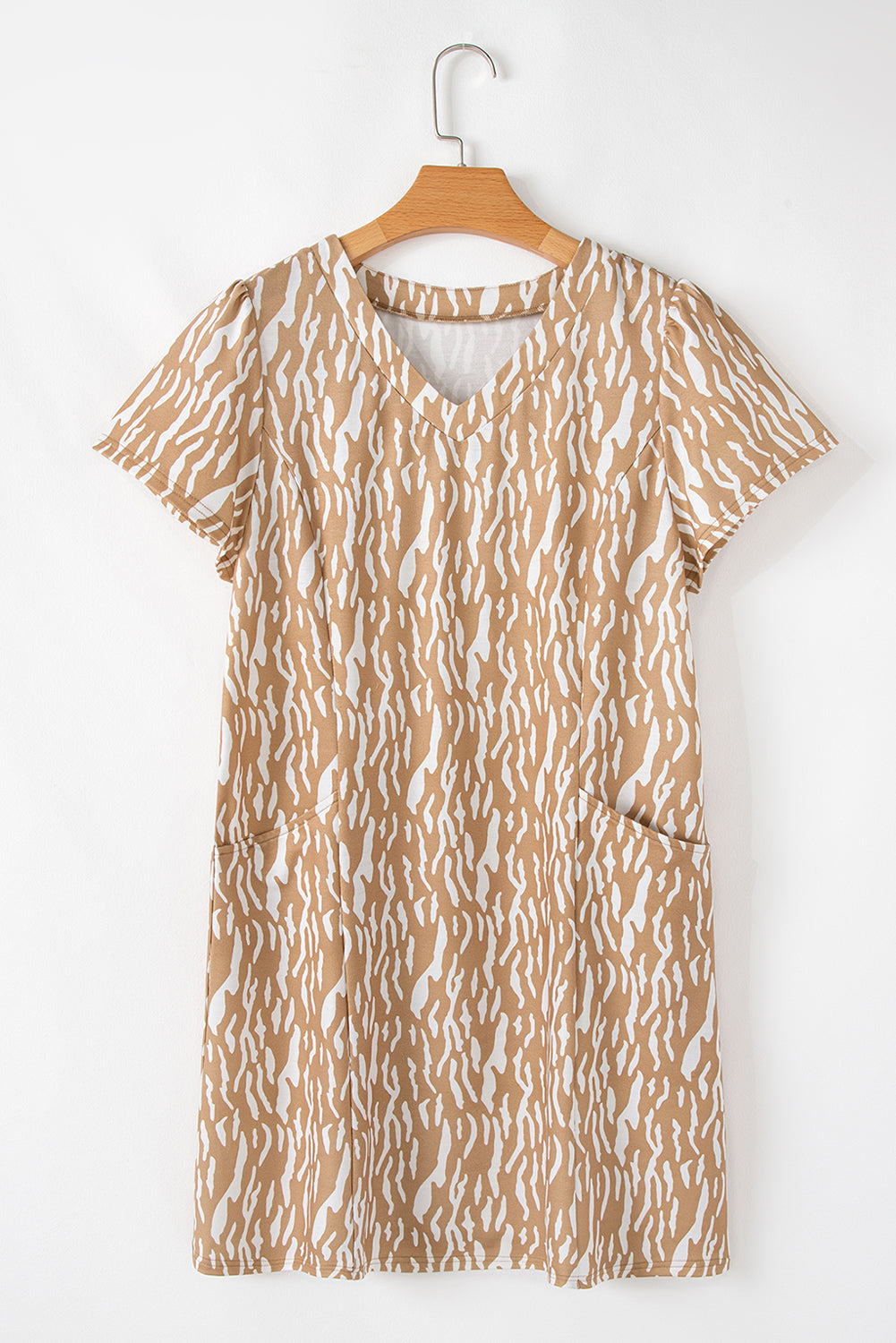 Robe t-shirt à manches courtes et col en V à imprimé abstrait
