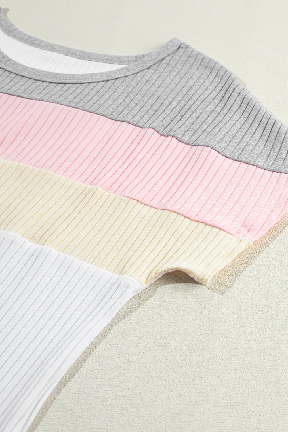 T-shirt côtelé patchwork color block