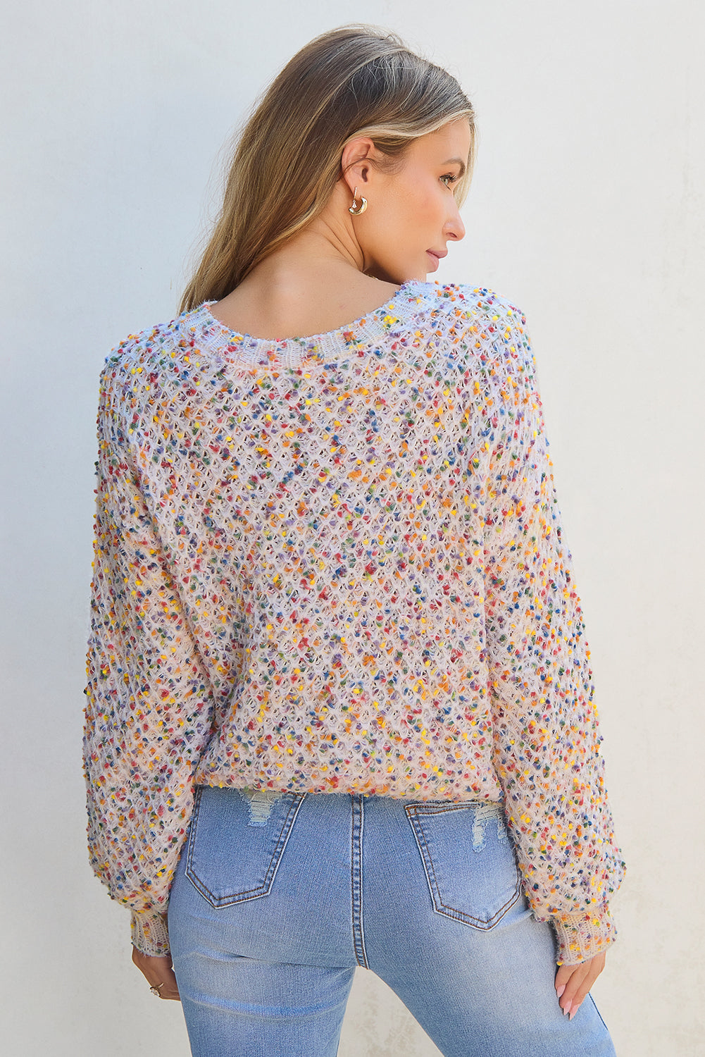 Haut pull pop-corn en tricot confettis