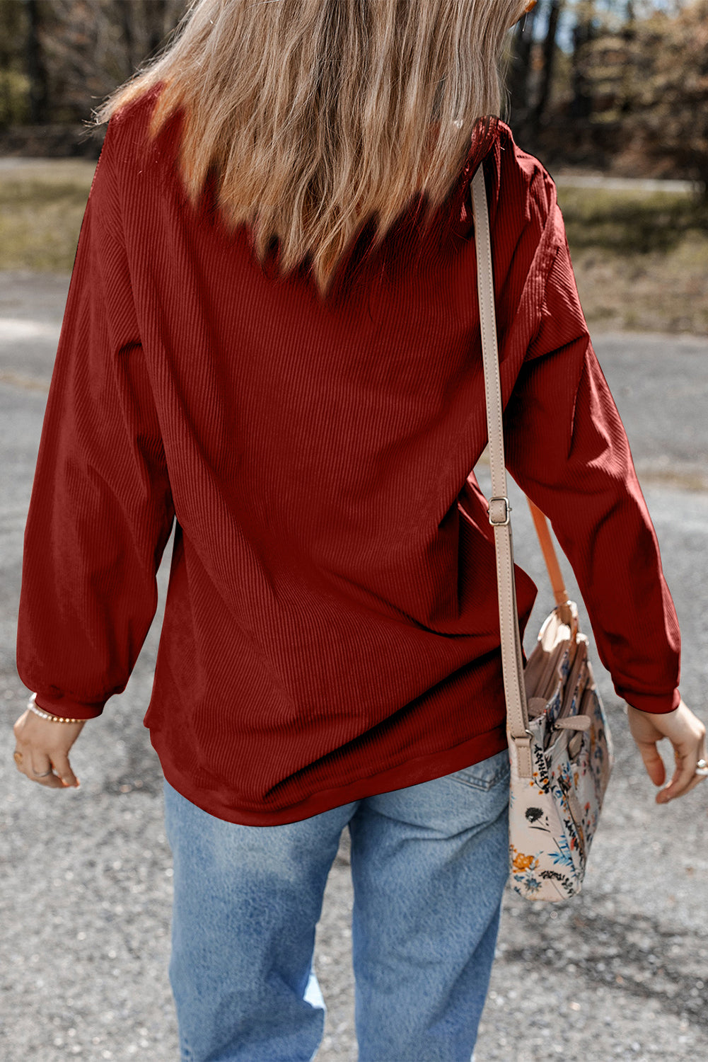 Sweat oversize en velours côtelé