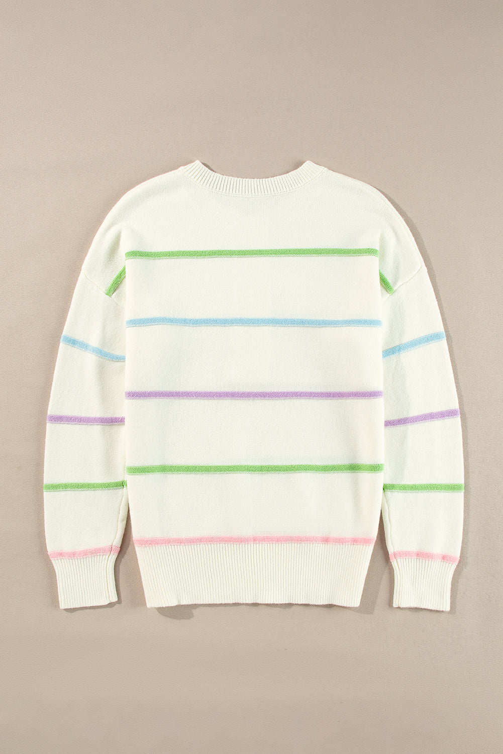 Pull ample Henley à rayures arc-en-ciel et épaules tombantes