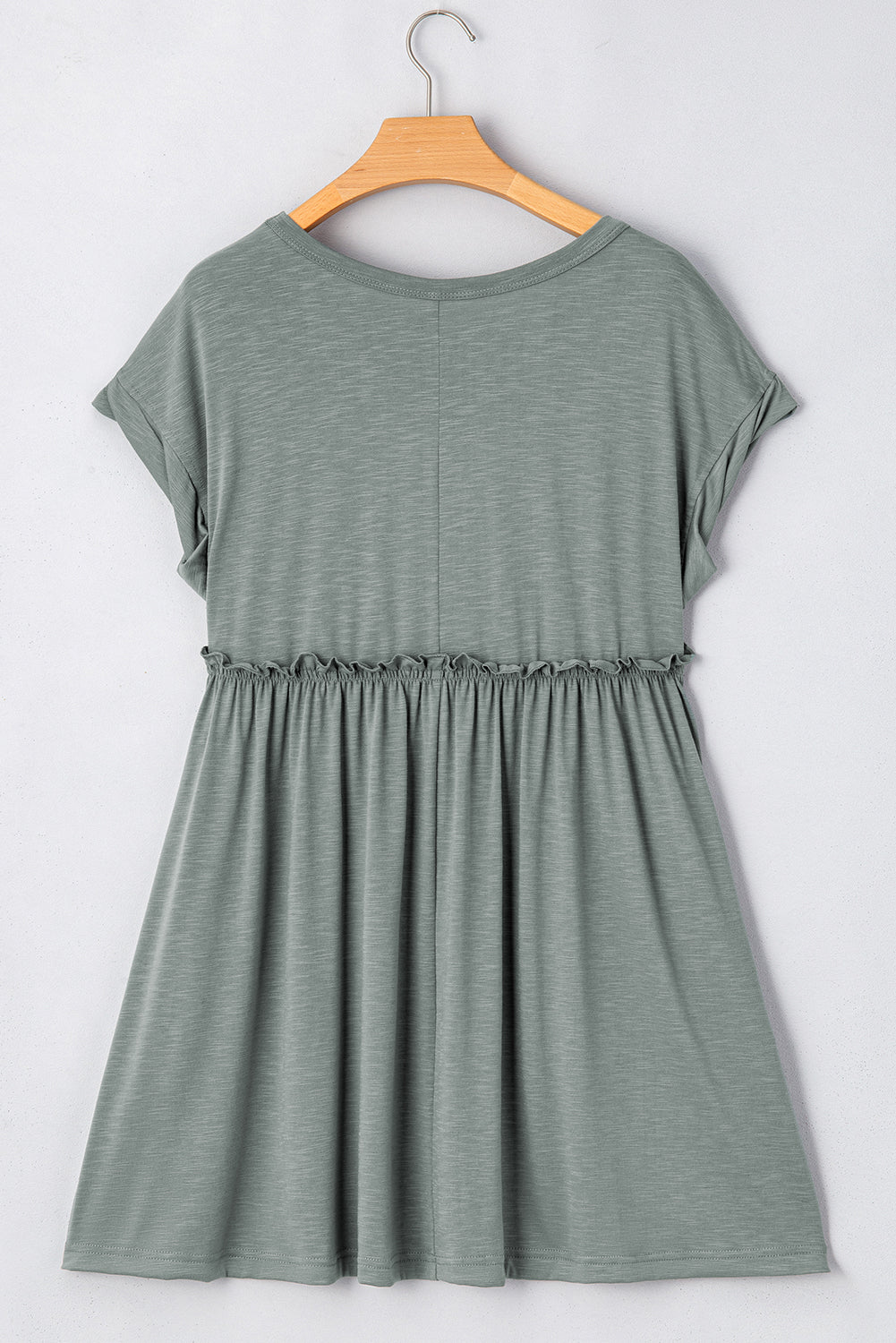 Robe t-shirt à col rond et coutures froncées