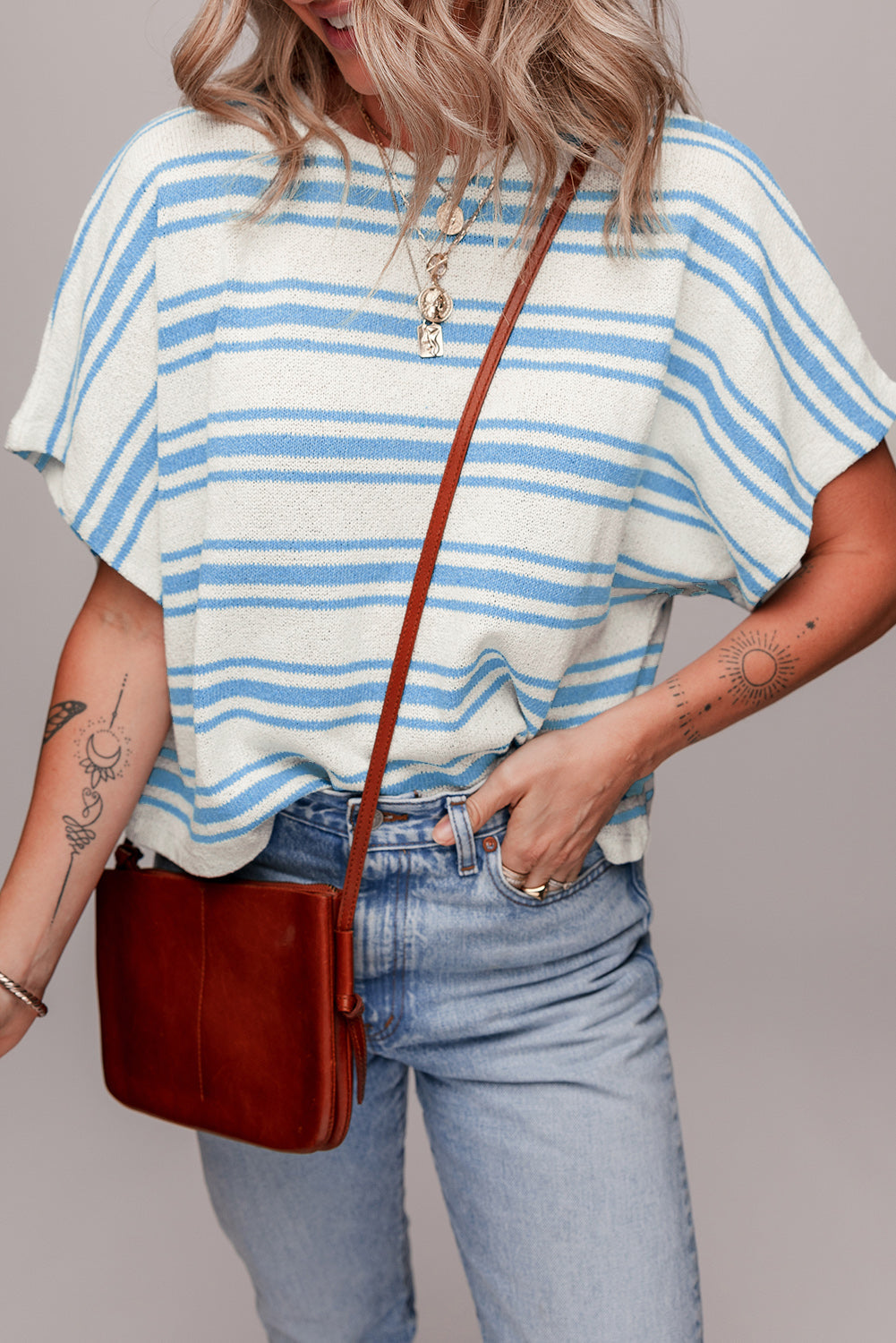 T-shirt pull a manches larges, coupe carrée