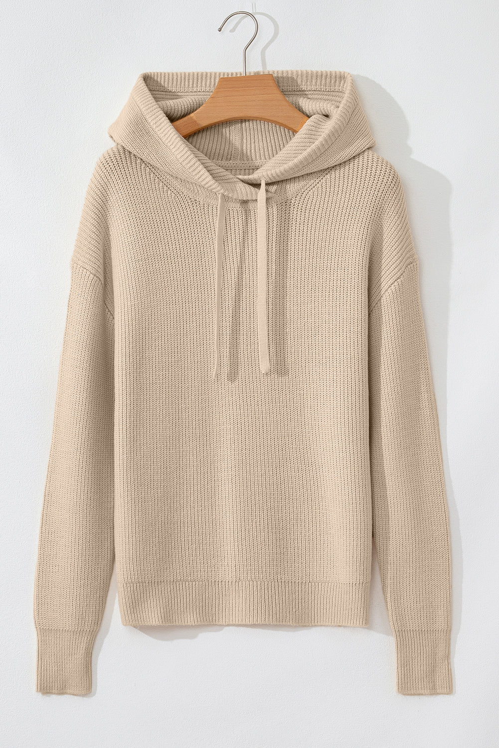 Pull a capuche avec cordon de serrage et épaules tombantes de couleur unie