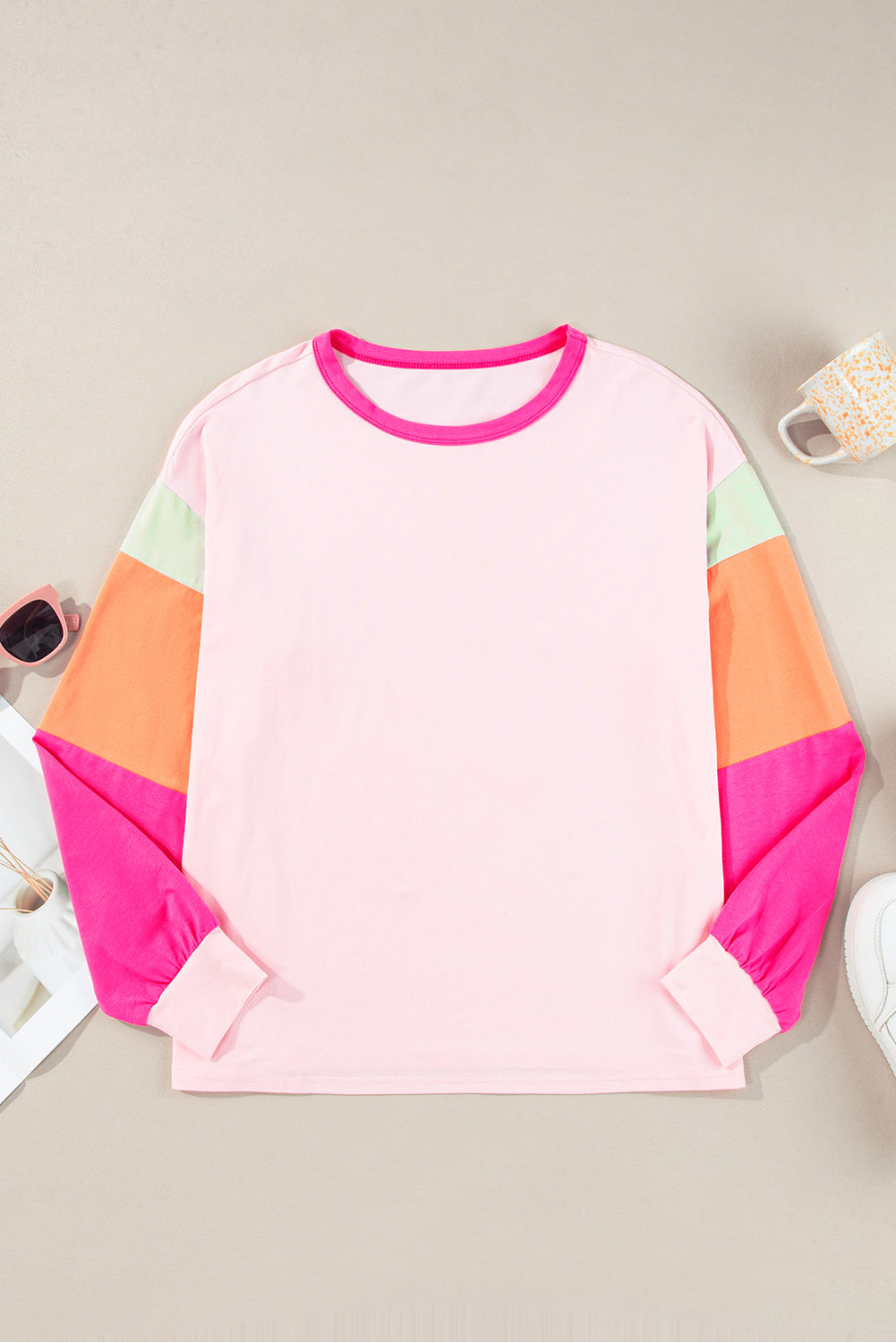 Haut ample a manches longues et patchwork color block