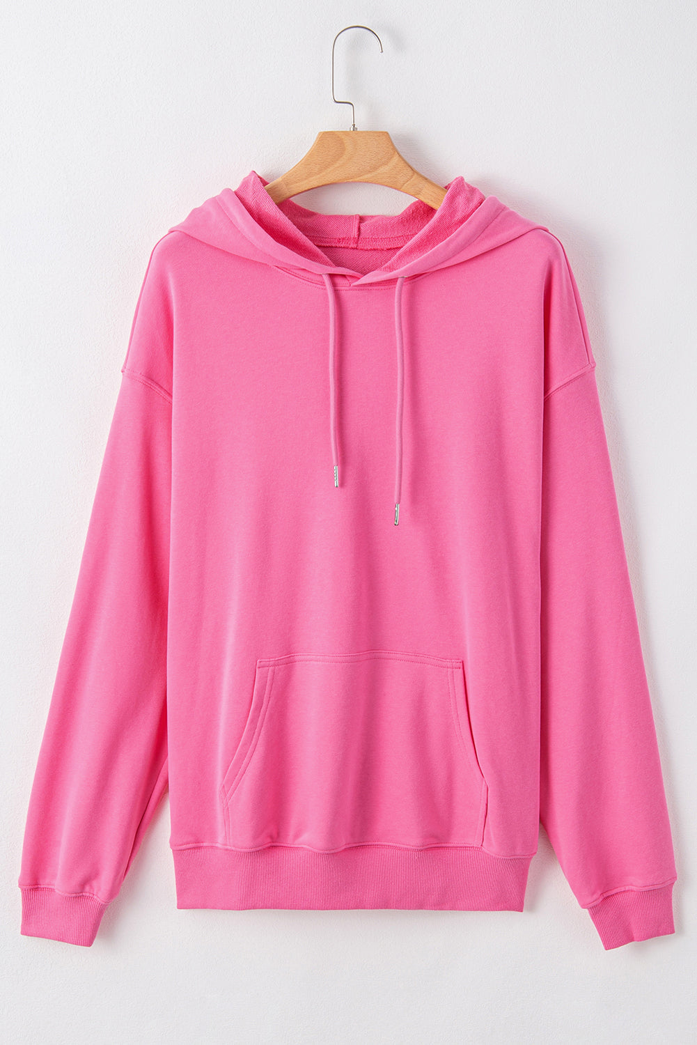 Sweat à capuche coupe ample uni avec poche kangourou et cordon de serrage
