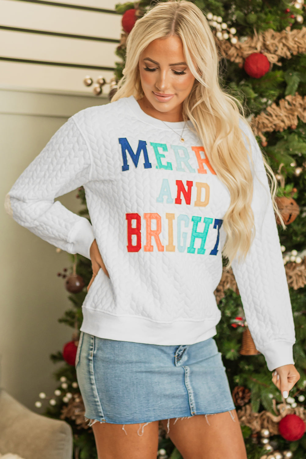Merry And Bright - Sweat-shirt en tricot torsadé
