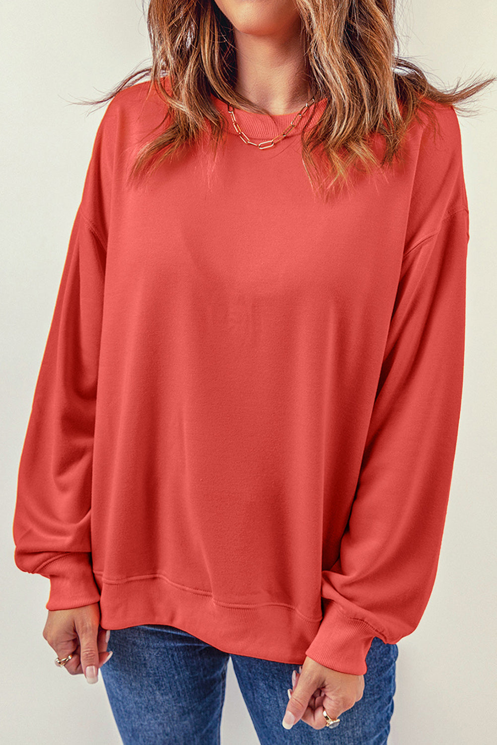 Sweat-shirt uni à col rond