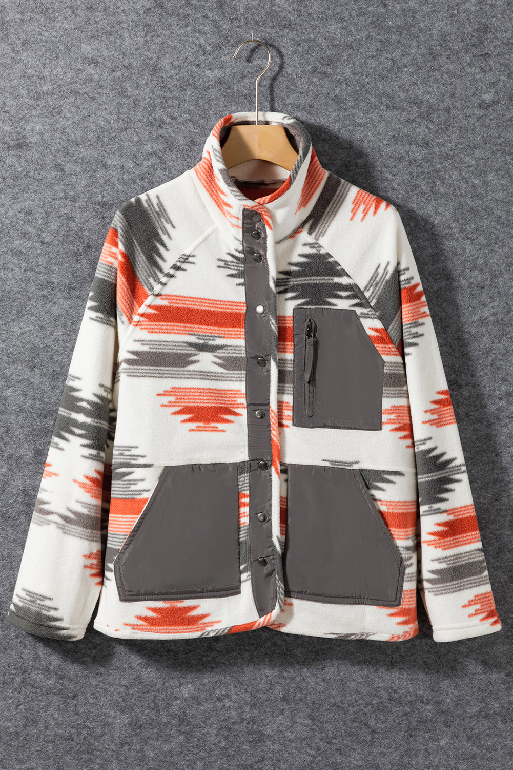 Veste à boutons-pression en polaire patchwork aztèque