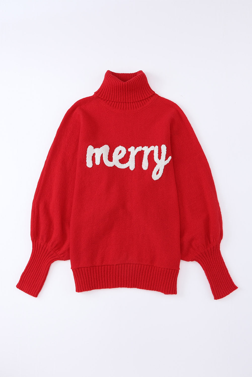 Pull à col montant brodé avec lettre Merry