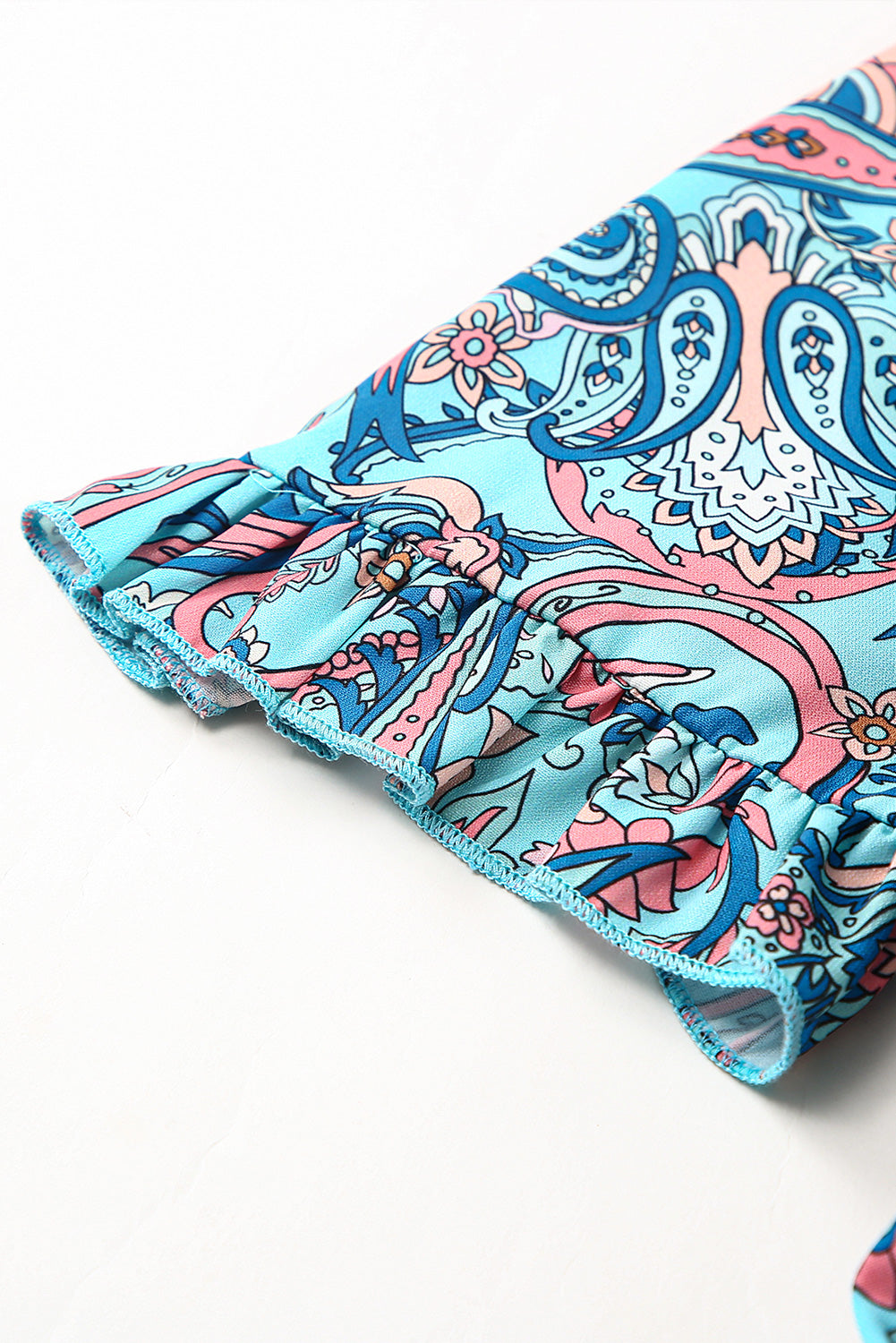 Robe longue bohème à imprimé cachemire et volants pour les vacances