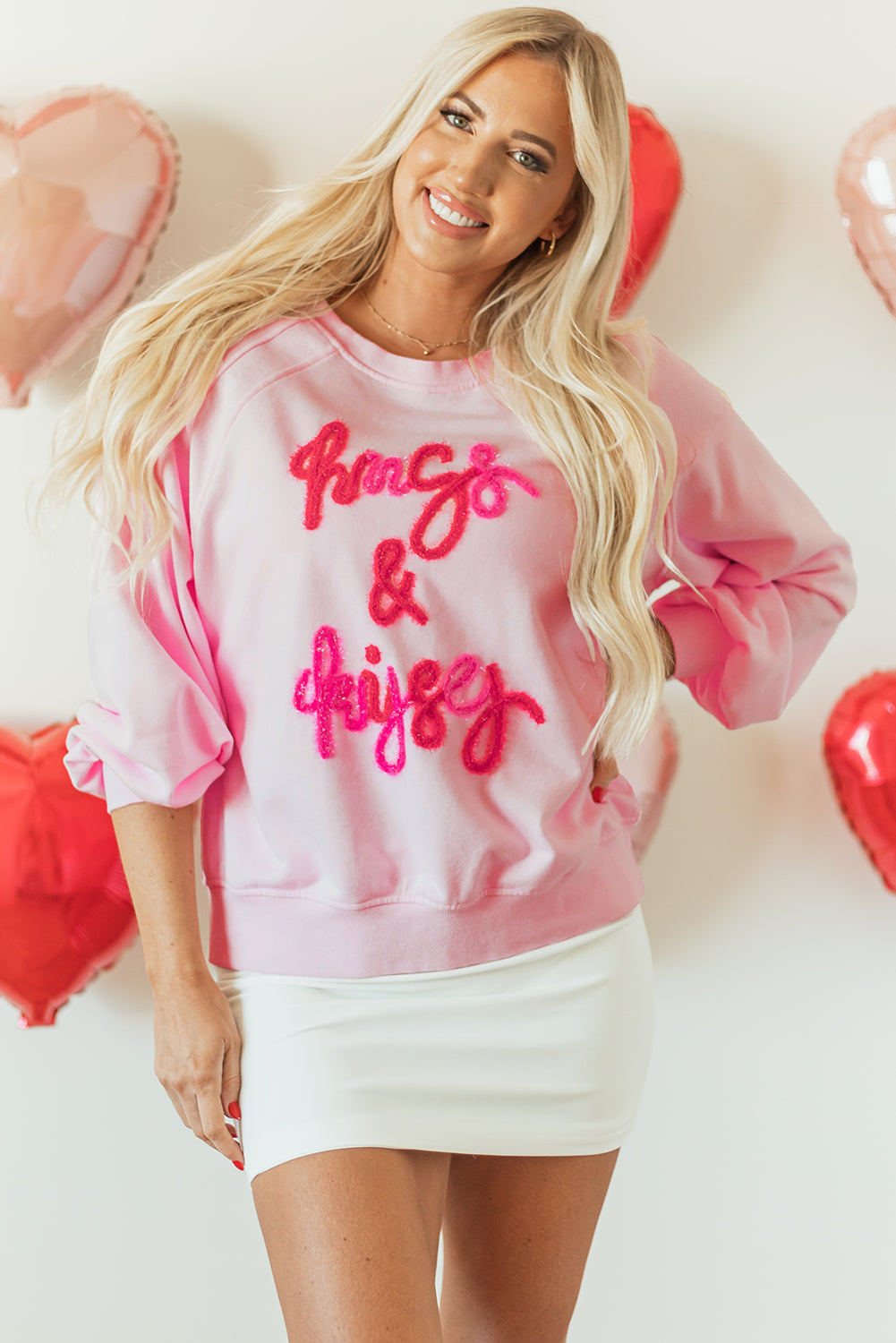 Sweat-shirt brodé a manches raglan Hugs and Kisses Pop Up