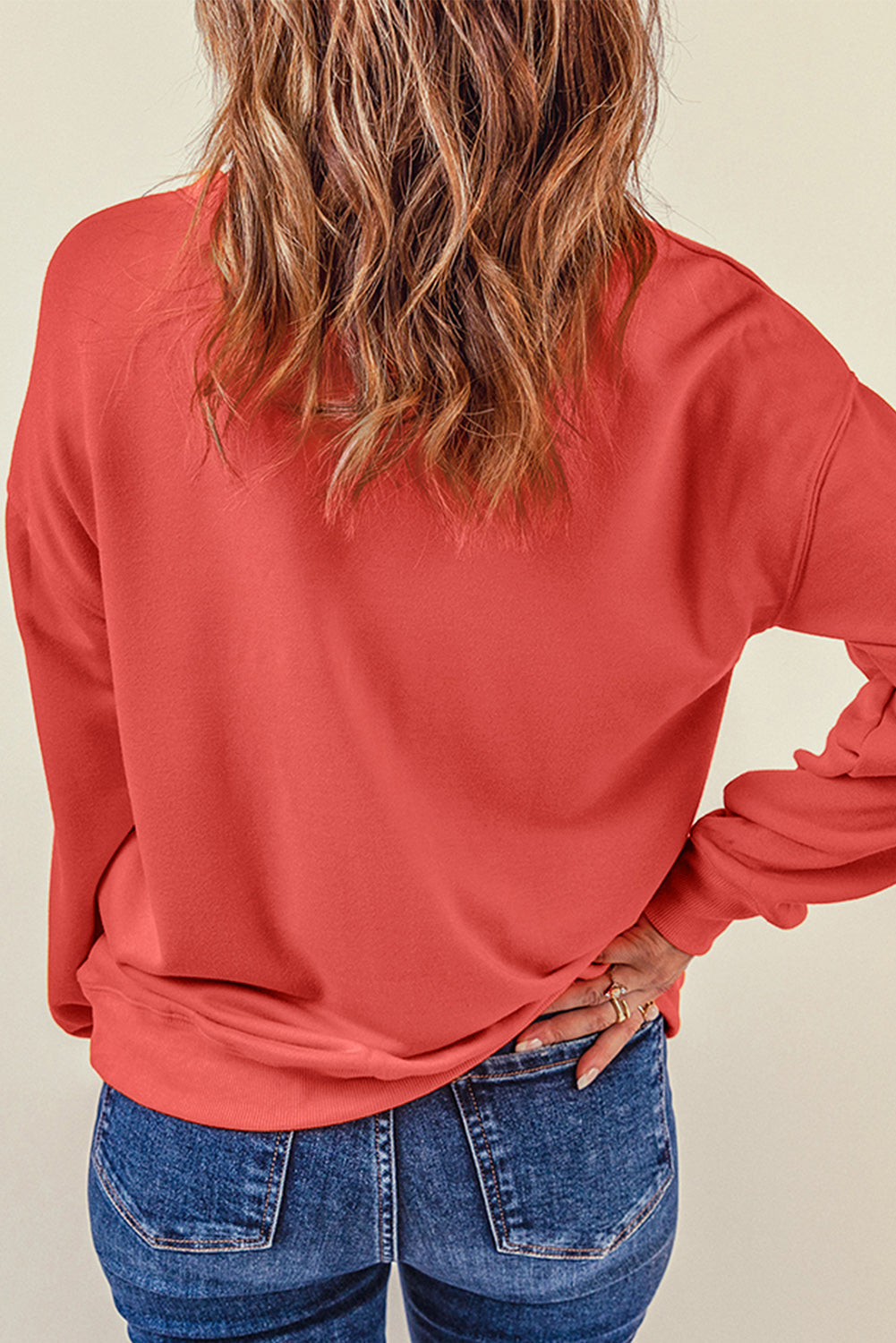 Sweat-shirt uni à col rond