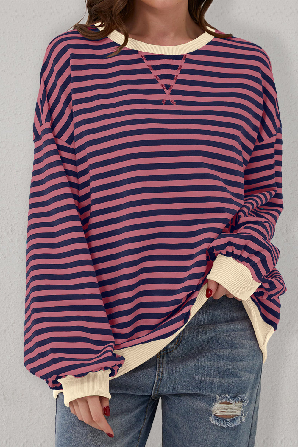Sweat-shirt oversize à bordure contrastée