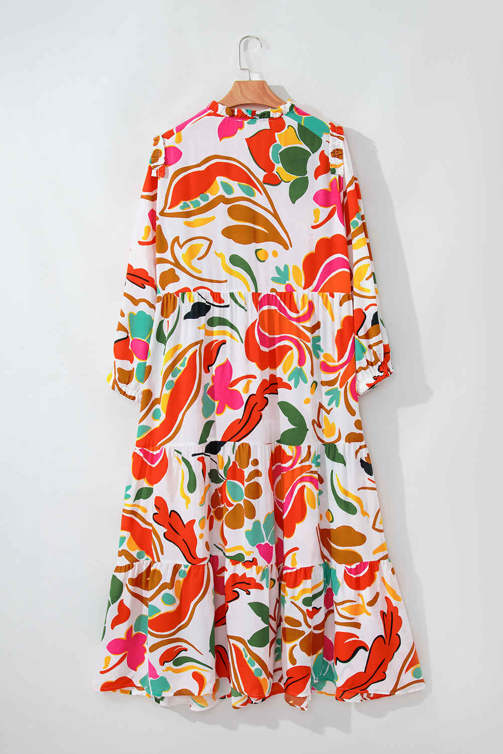 Robe a plusieurs niveaux a col en V et imprimé floral, grande taille