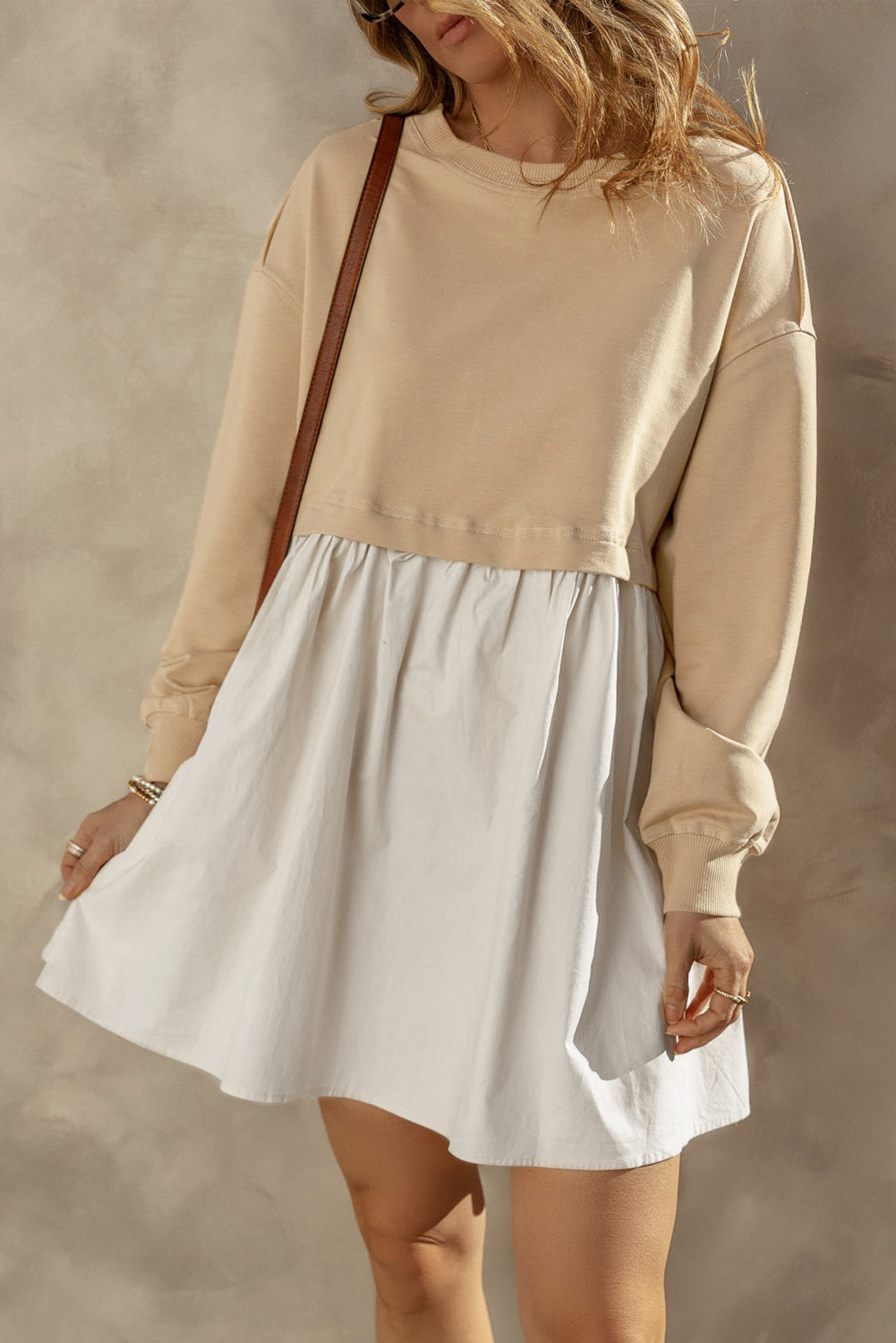 Robe courte en popeline sweat-shirt