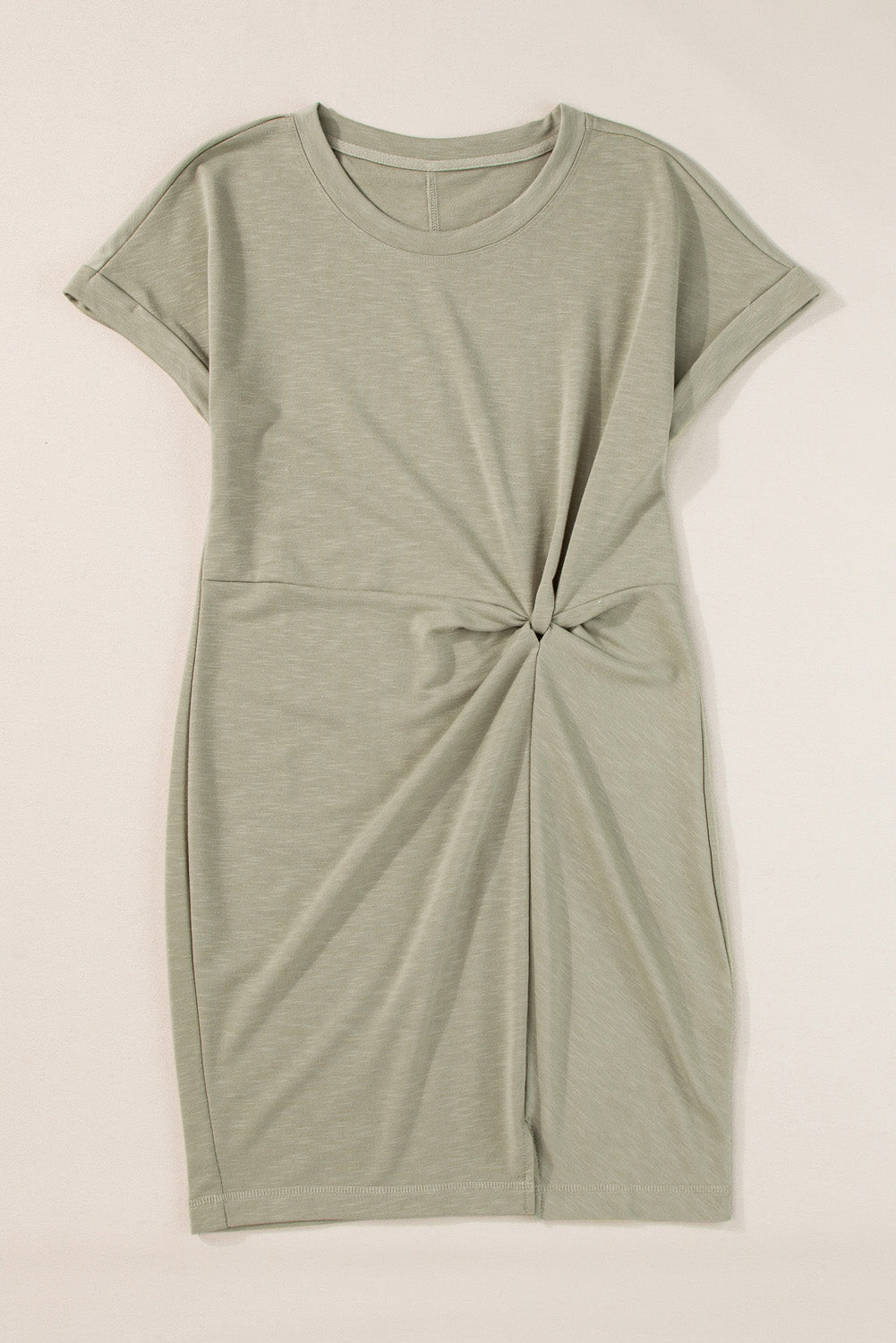 Mini-robe t-shirt torsadée a manches pliées