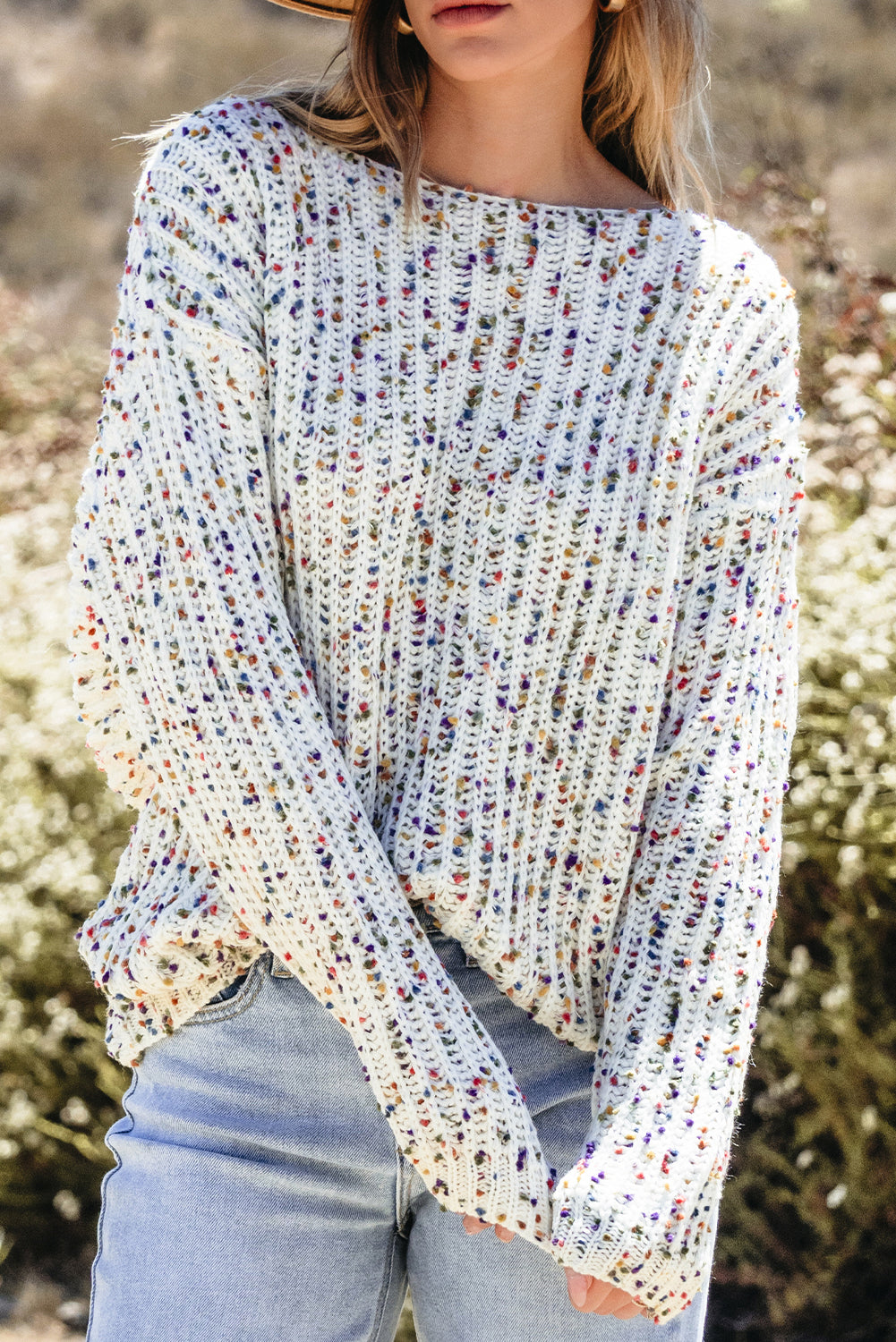 Pull torsadé réversible confettis