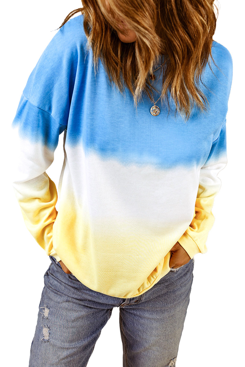 Sweat-shirt a motif tie-dye et bloc de couleurs