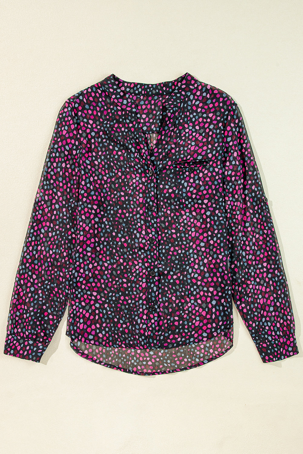 Chemise décontractée boutonnée imprimée à pois