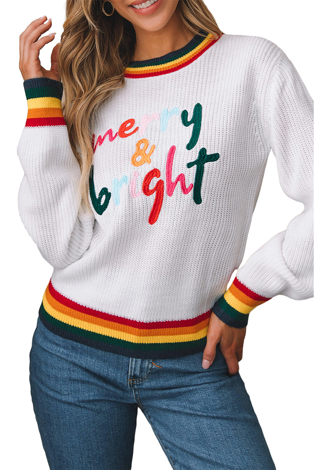 Pull a rayures colorées Merry & Bright