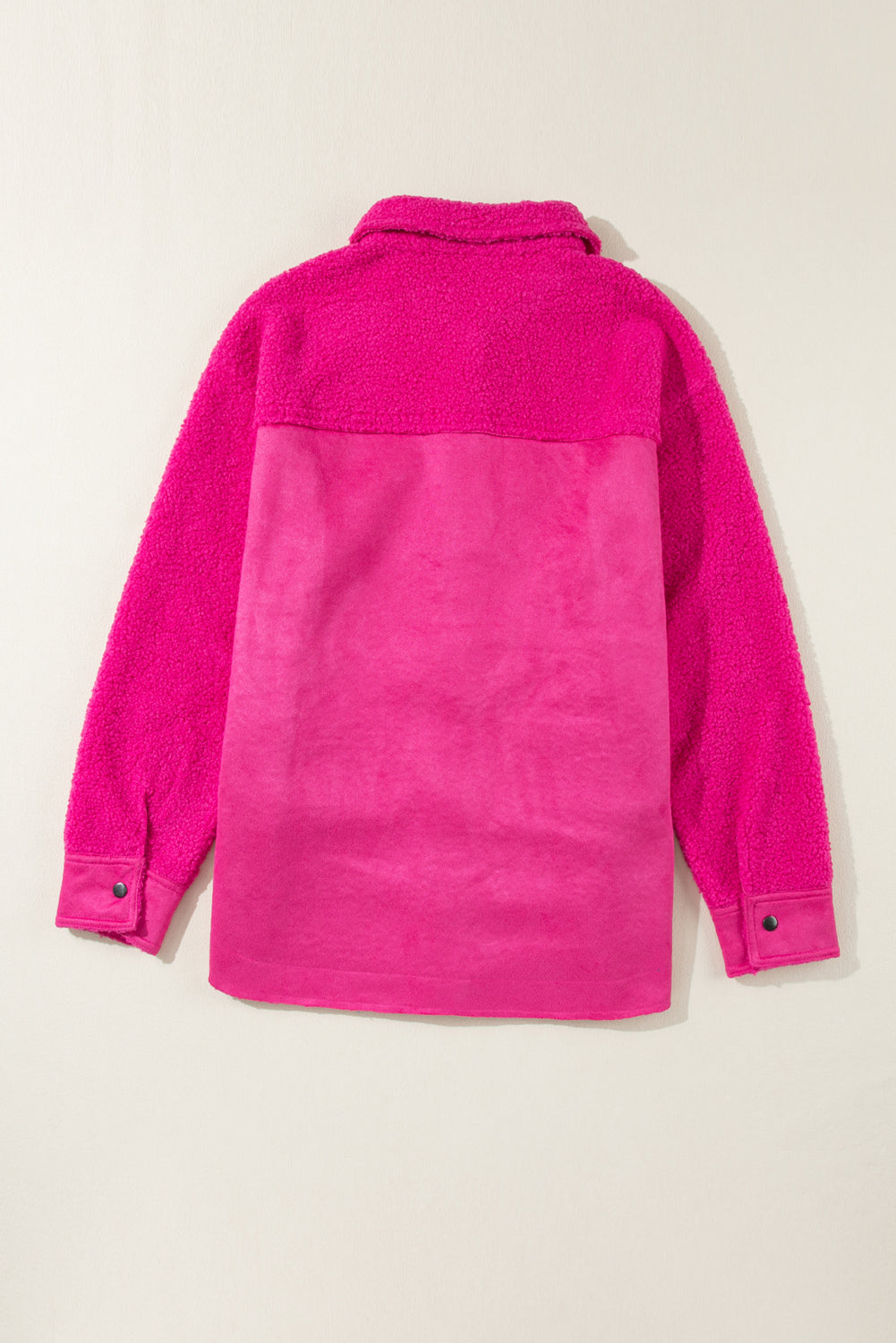 Veste boutonnée en patchwork sherpa en faux suède