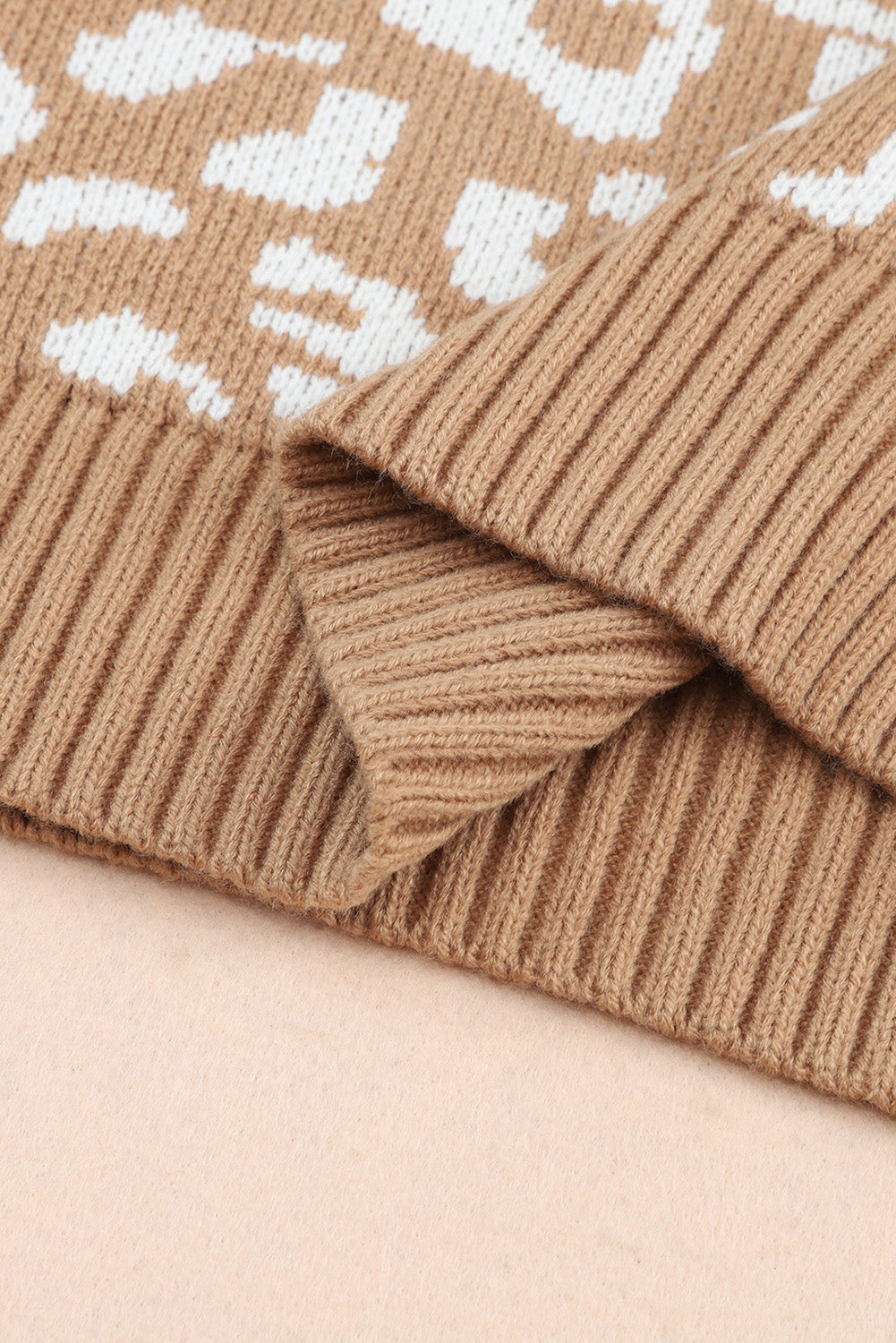 Pull au crochet en tricot à motif rayé léopard multicolore