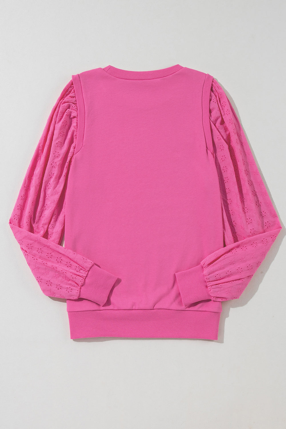 Sweat-shirt texturé à col rond et patchwork