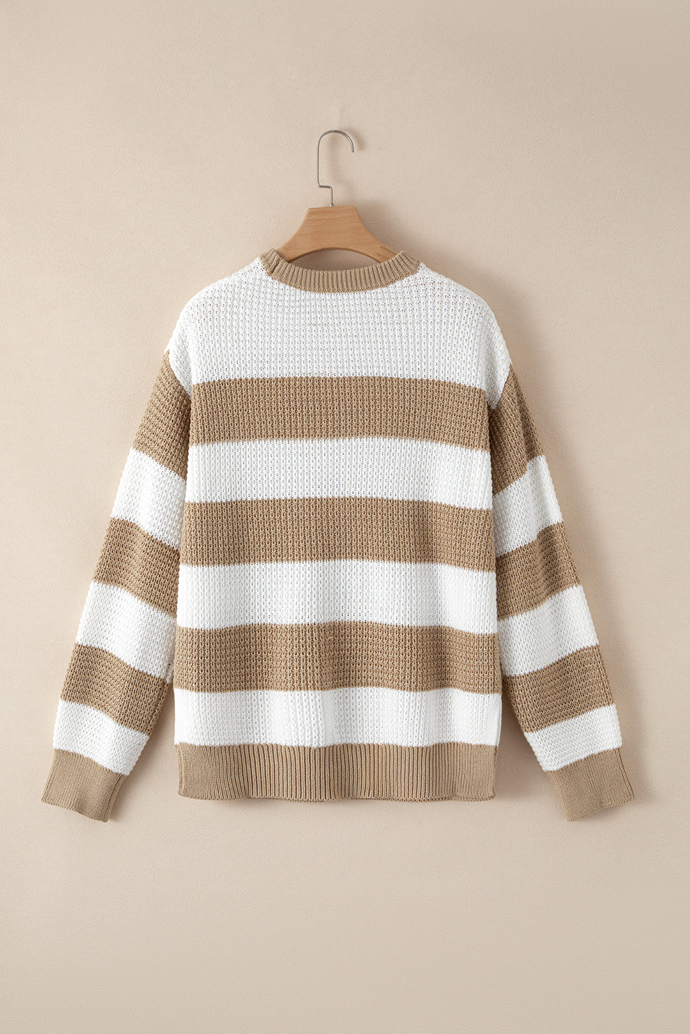 Pull rayé color block a épaules tombantes et fente latérale