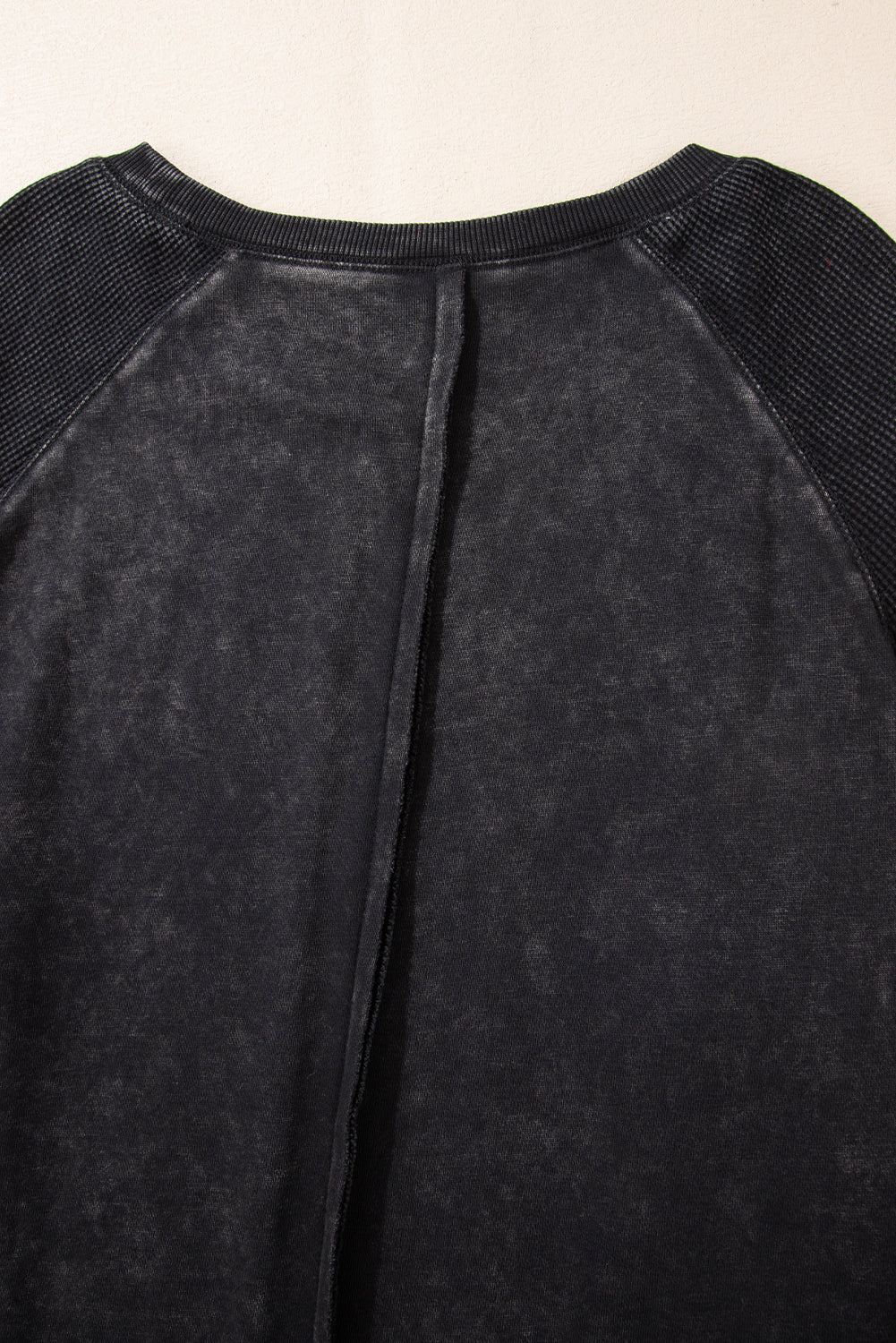 Sweat-shirt à manches raglan et patchwork en tricot gaufré uni