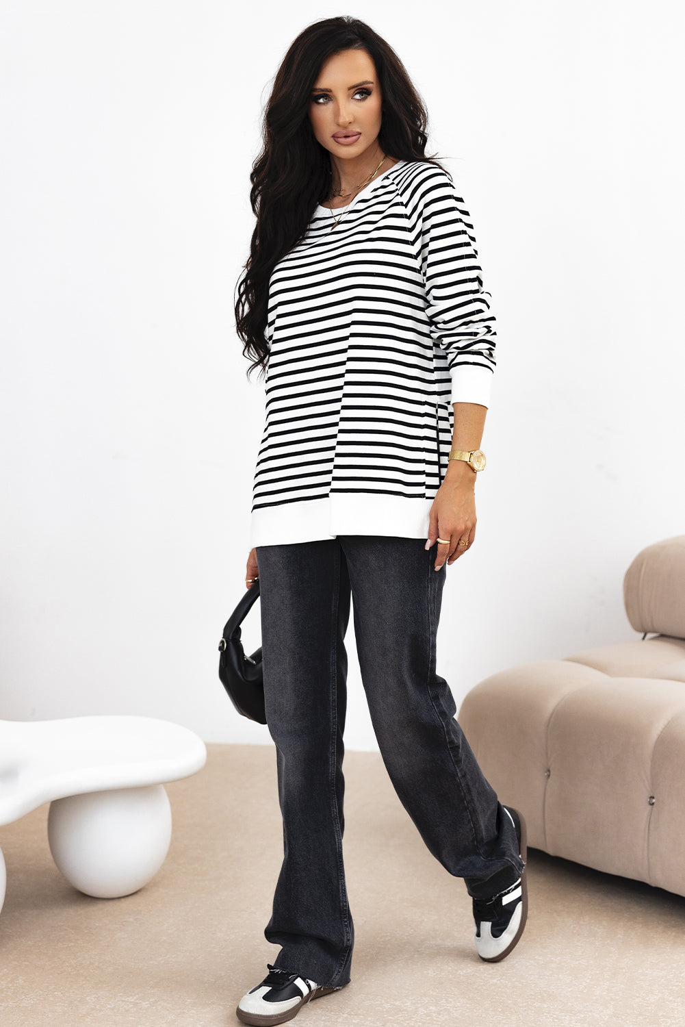 Sweat-shirt ample a manches raglan et fentes latérales