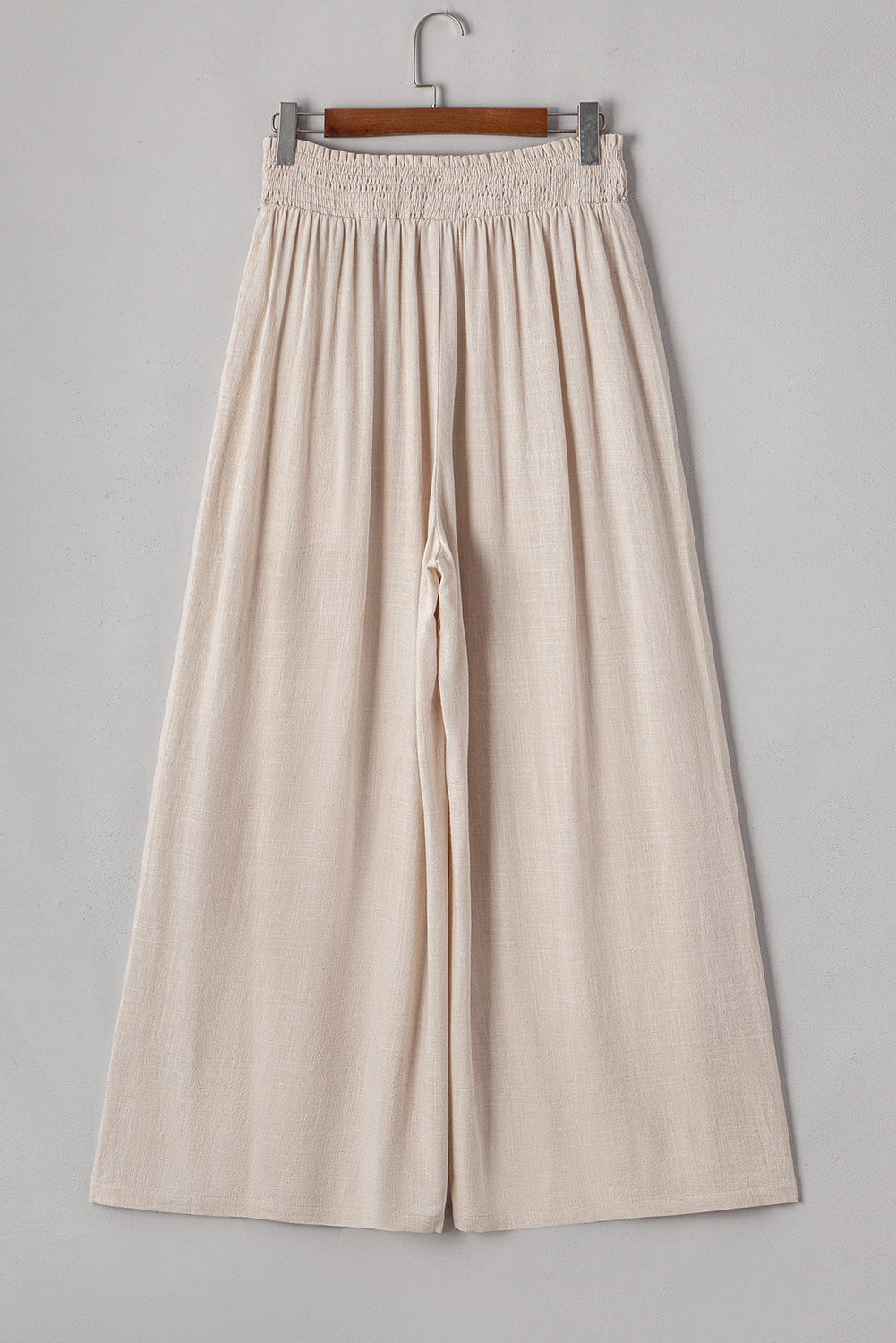 Pantalon large taille haute à smocks grande taille