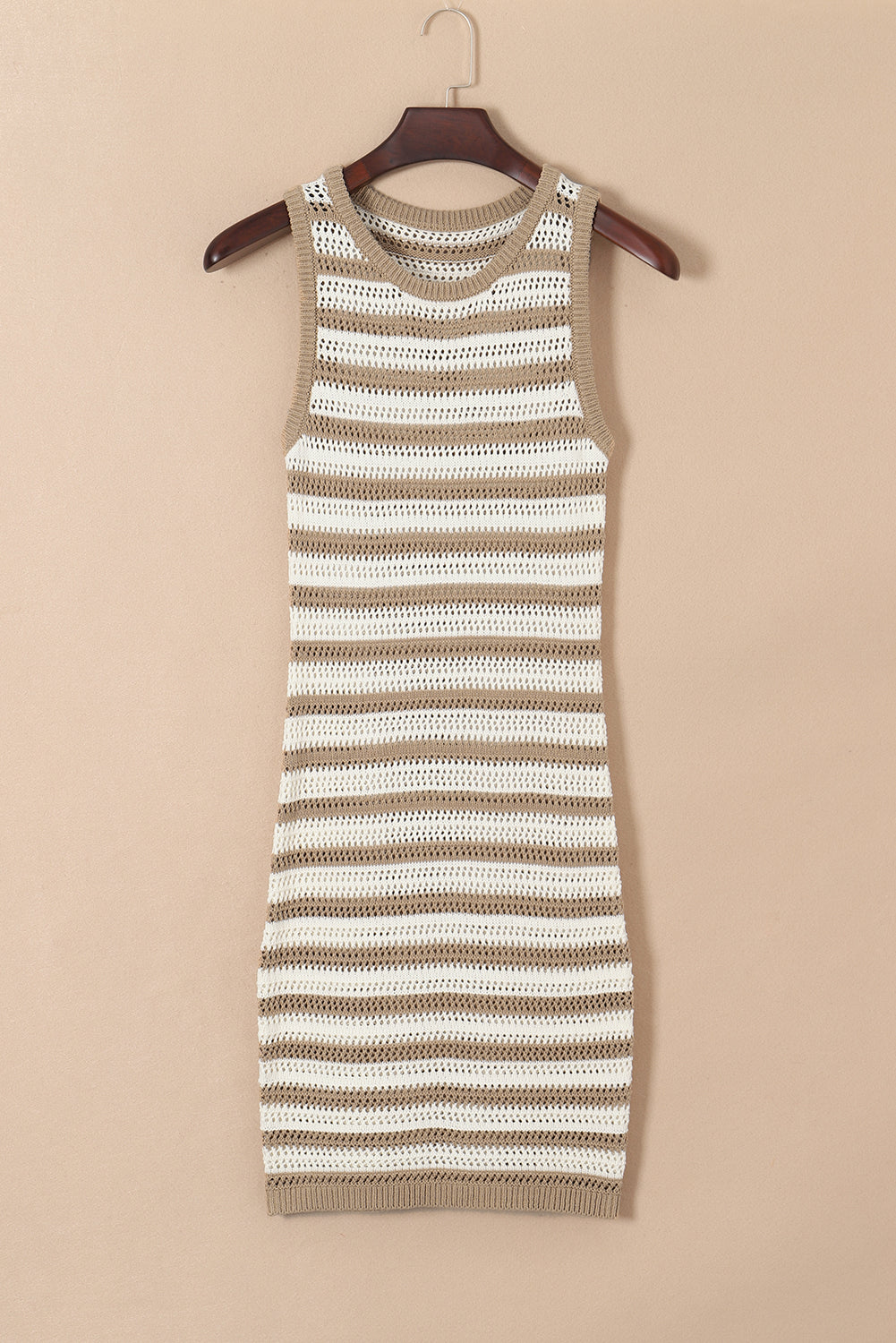 Robe pull sans manches en tricot creux