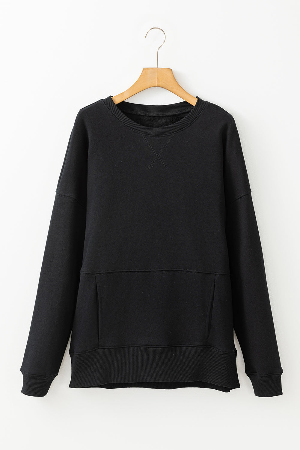 Sweat-shirt ample avec poches et coutures croisées a épaules tombantes