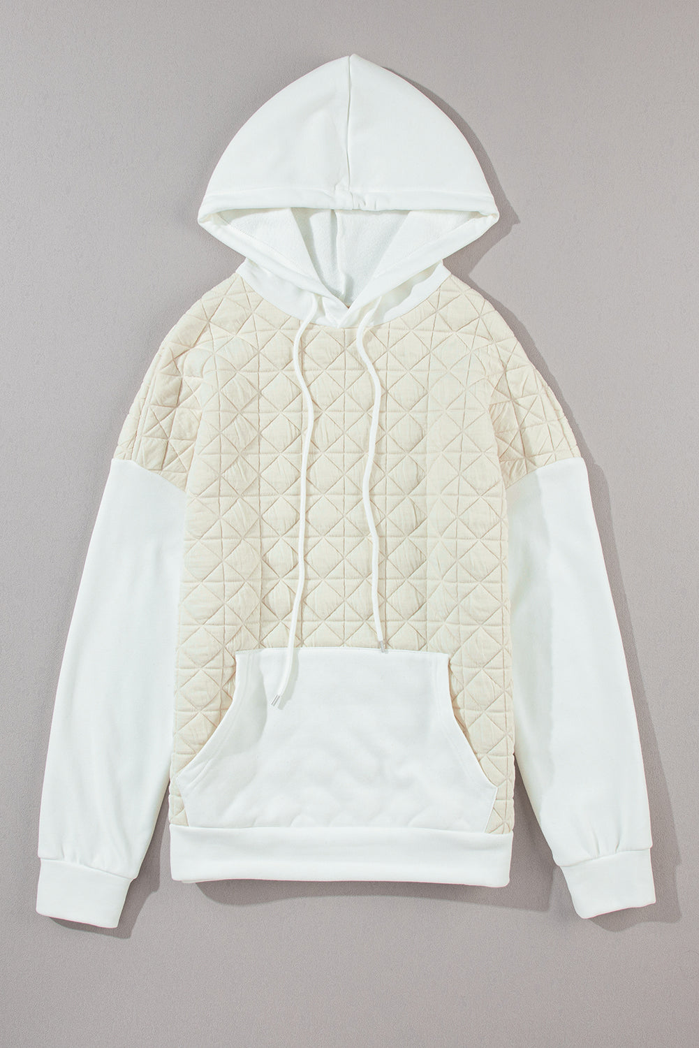 Sweat à capuche matelassé à épaules tombantes et poche kangourou en patchwork