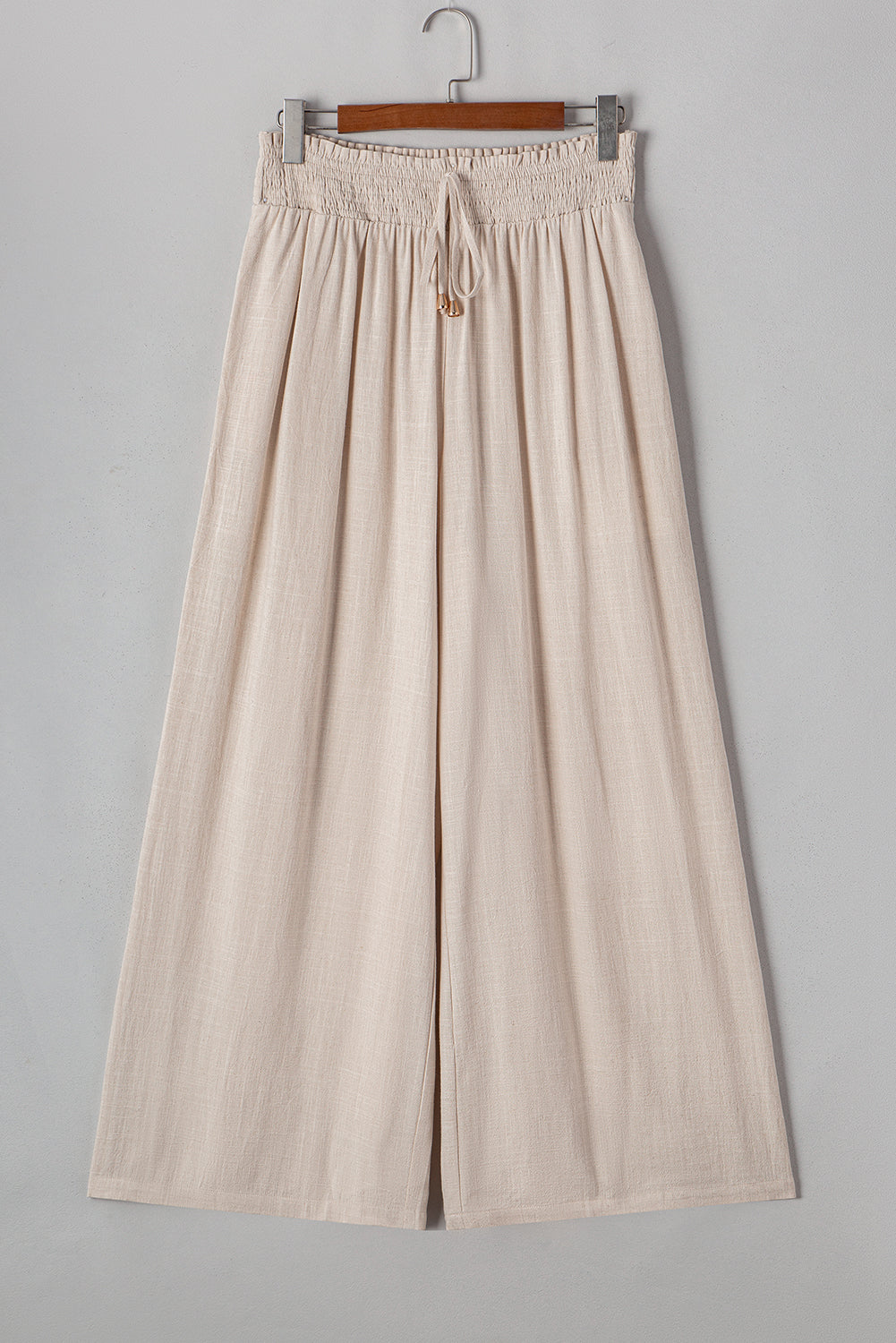 Pantalon large taille haute à smocks grande taille